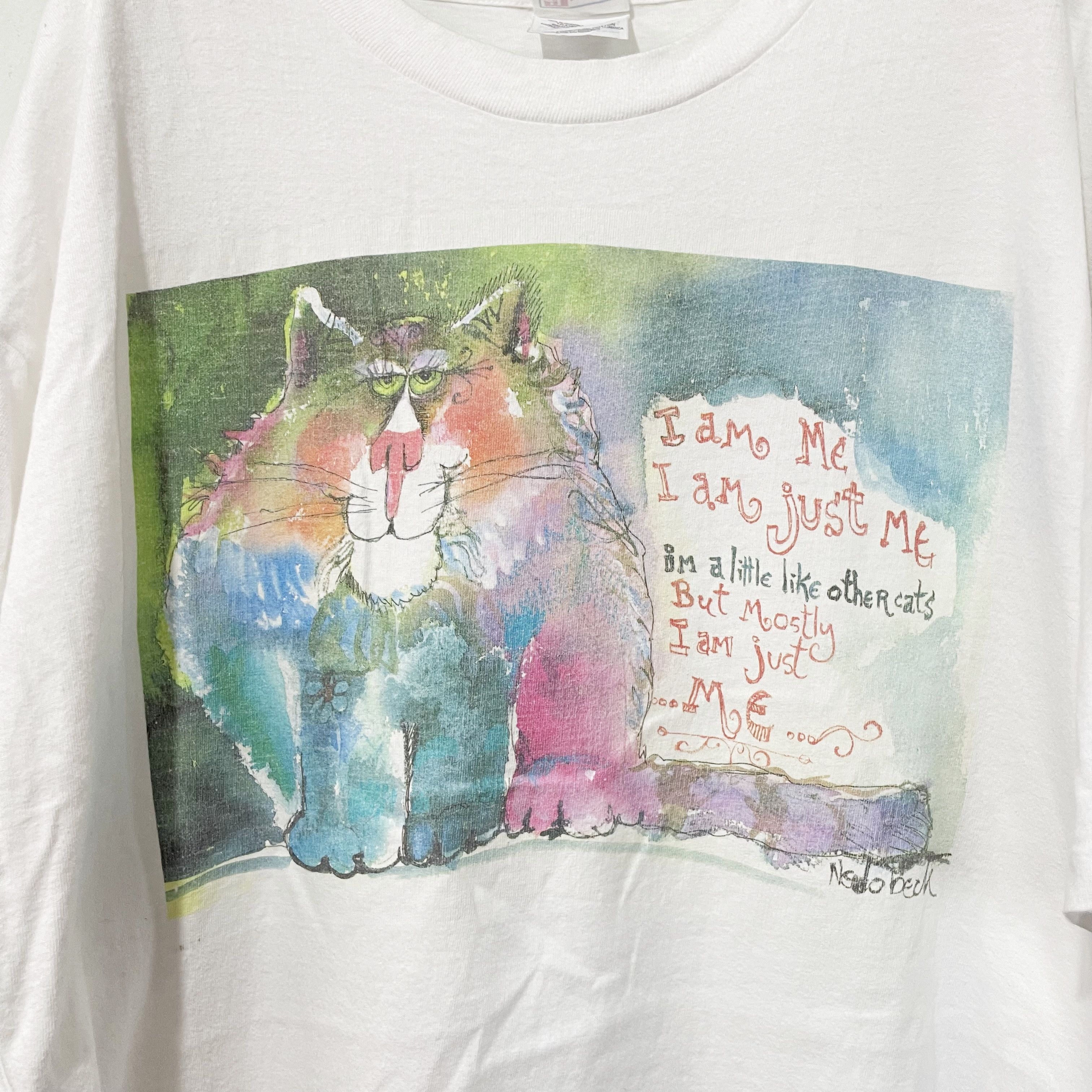 Vintage Vintage 90s Cat Art T-Shirt Size US XL / EU 56 / 4 - 2 Thumbnail