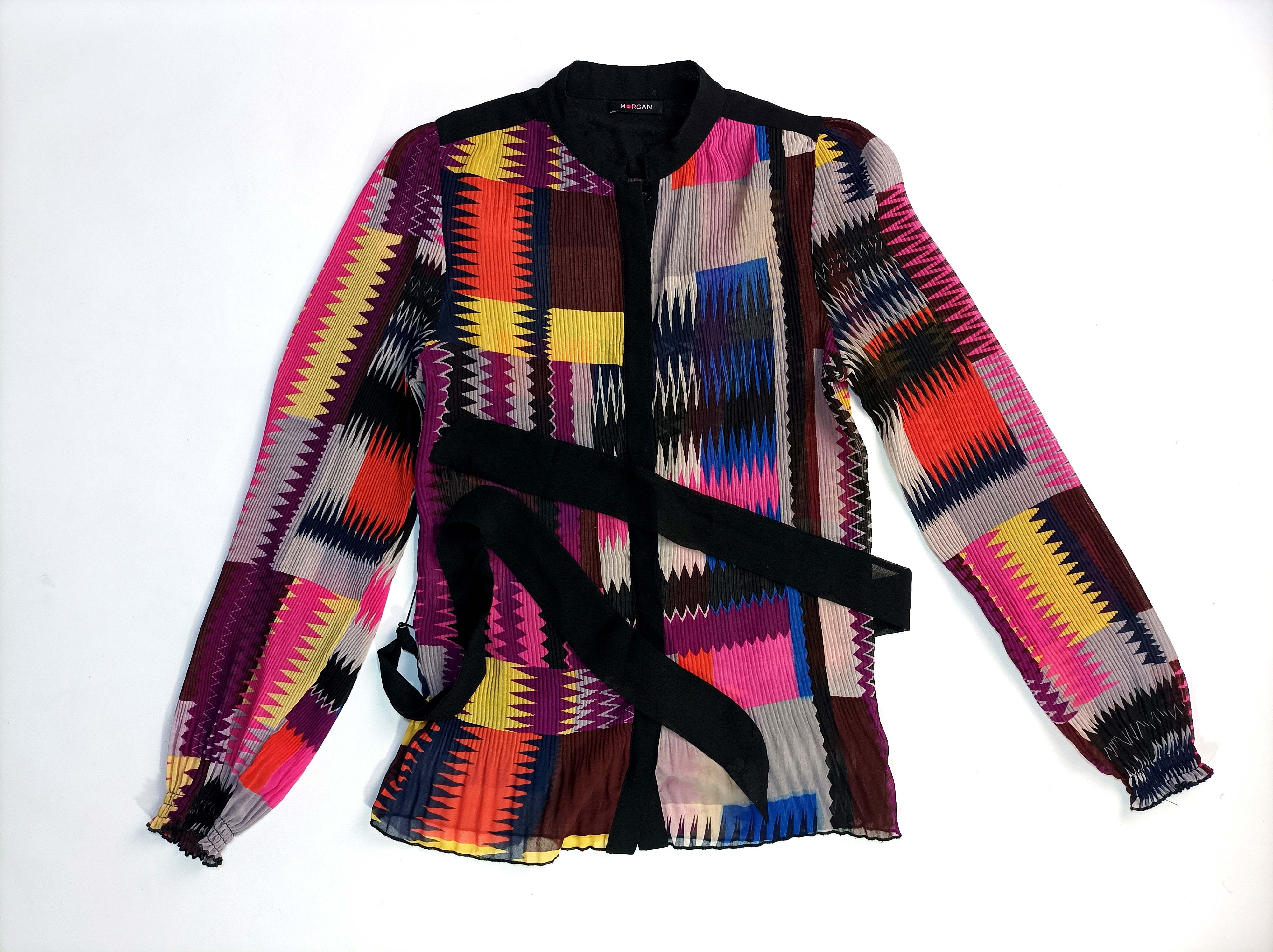 Morgan De Toi Morgan Women's Pleated Geometric Multicolor Blouse Top Size S / US 4 / IT 40 - 1 Thumbnail
