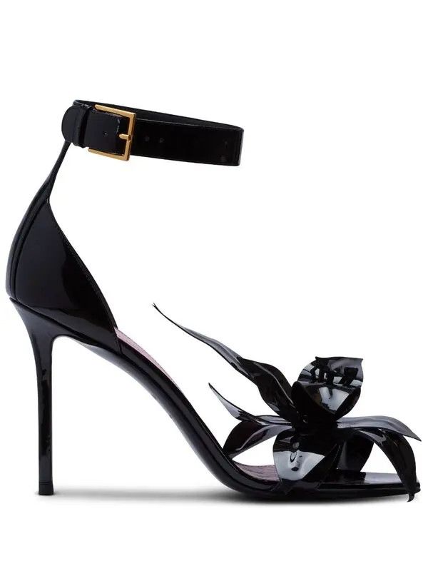 o1s1wg111225 Ruby 95mm Leather Sandals in Black