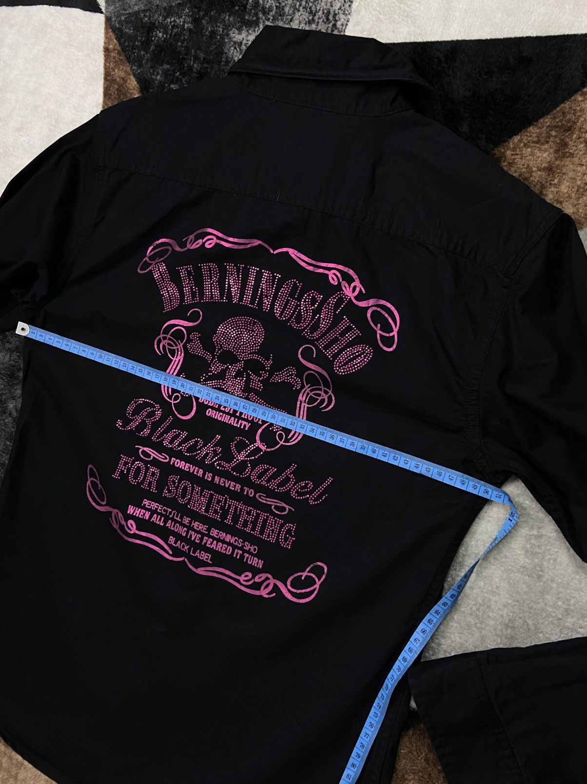 BERNINGS SHO Bernings Sho Rhinestone Skull Shirt Wired Collar Japan Rock Size L / US 10 / IT 46 - 12 Thumbnail