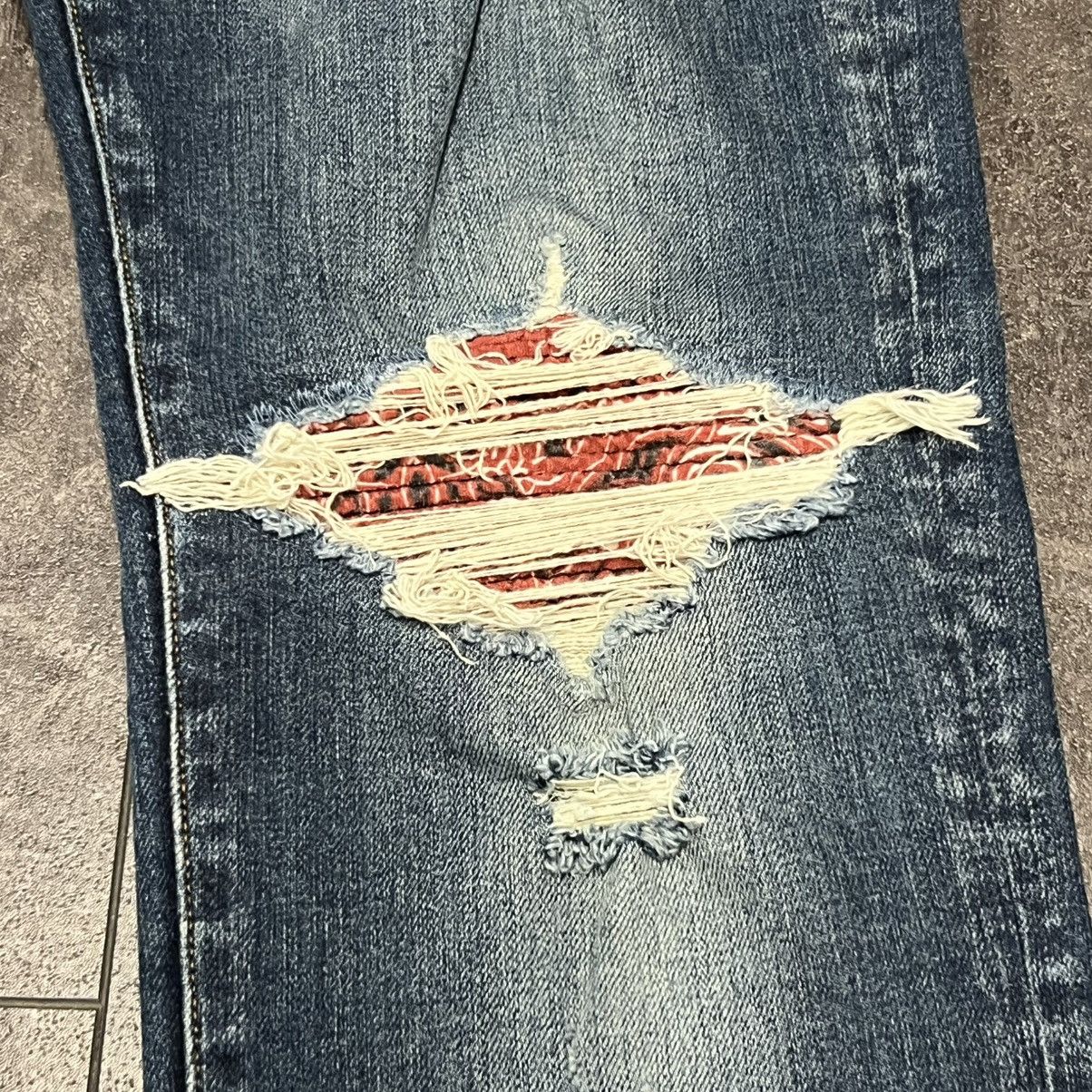 Amiri MX1 Red Bandana Patch Indigo Jeans