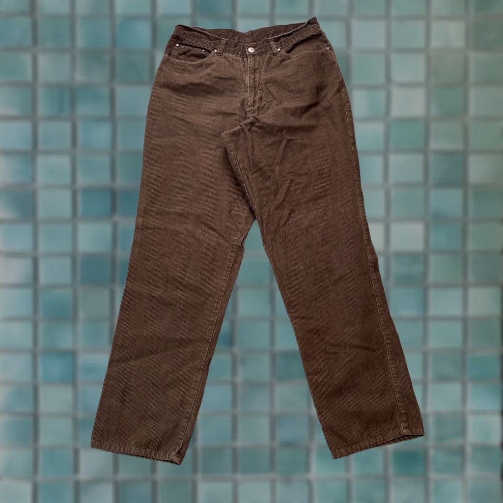Lee VINTAGE Womens Lee Rough Rider Pants 14 Brown Corduroy Chino Cotton Western Cowboy 90s Size 36" / US 14 / IT 50 - 1 Thumbnail
