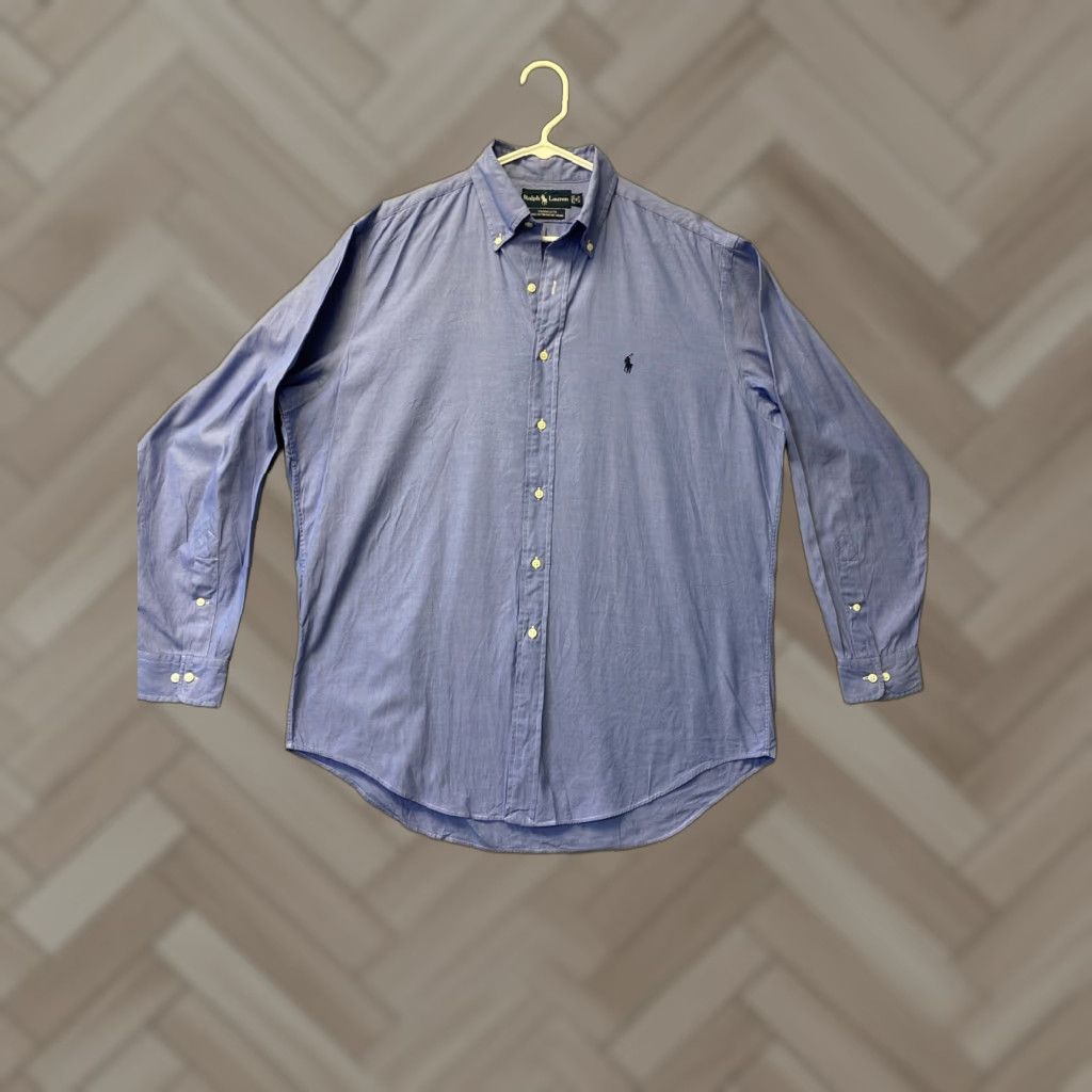 Ralph Lauren Ralph Lauren Button-Down Shirt Blue 16 Regular Adult Long Sleeve Men’s Shirt - 16, Blue, Solid, Casual/Business, Mens Size US L / EU 52-54 / 3 - 1 Thumbnail