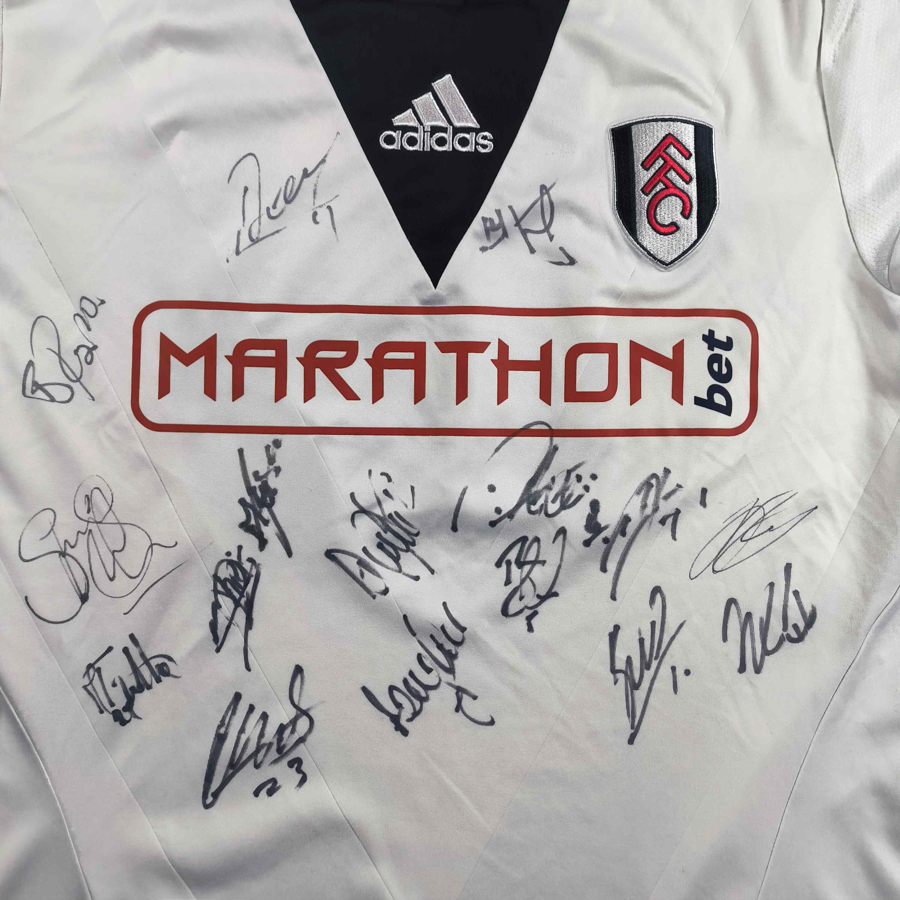 Adidas TEAM SIGNED Fulham 2013-14 Adidas home football jersey sz L Size US L / EU 52-54 / 3 - 3 Thumbnail