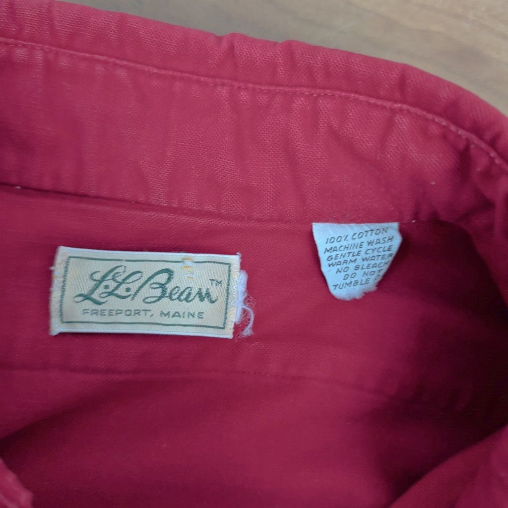 L.L. Bean × Vintage LL Bean Vintage Cursive Label Era Red Chamois Cotton Shirt Size US M / EU 48-50 / 2 - 2 Thumbnail