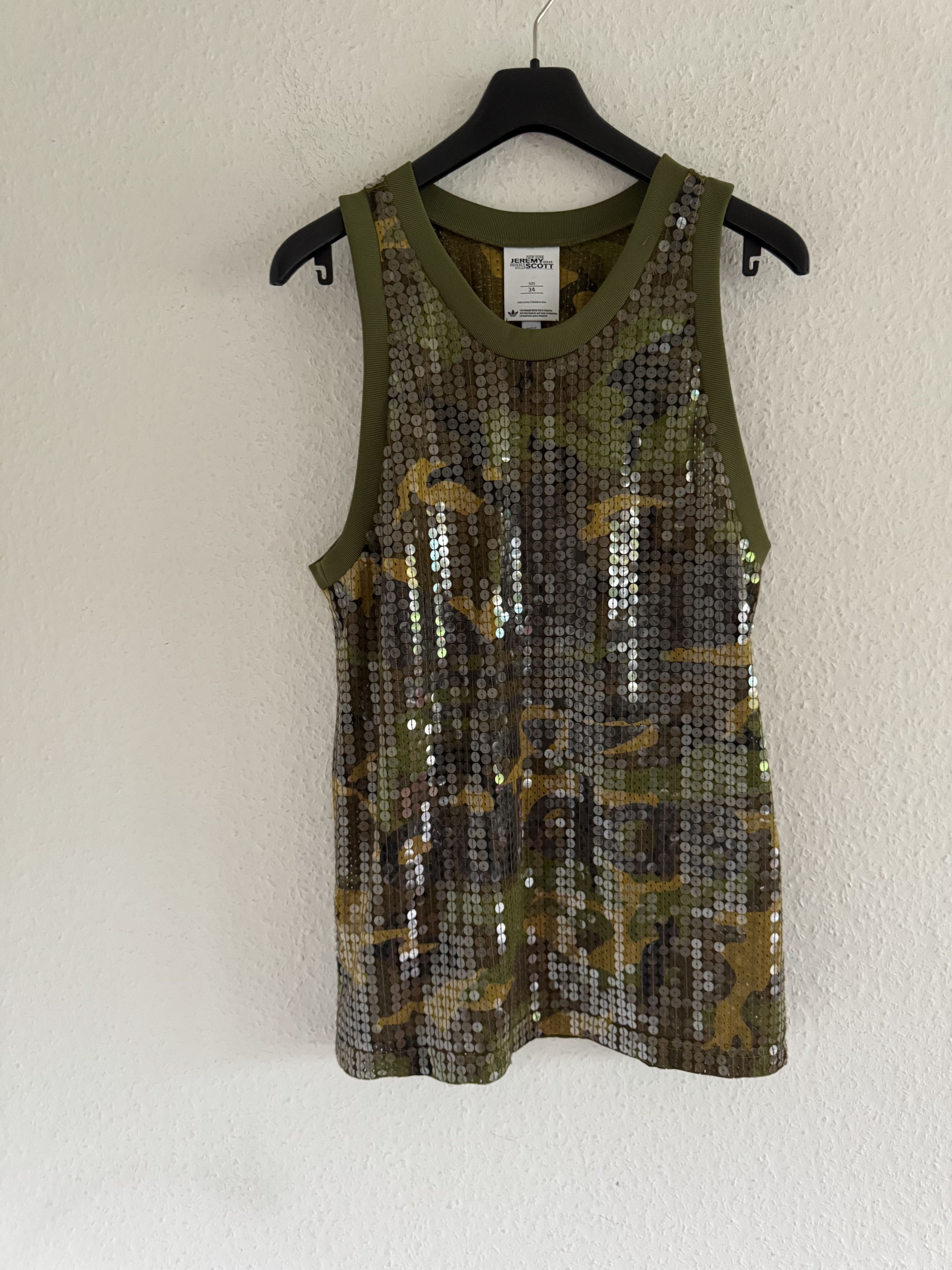 Jeremy Scott Sequin Camo Dress Tank Top Size US L / EU 52-54 / 3 - 1 Thumbnail