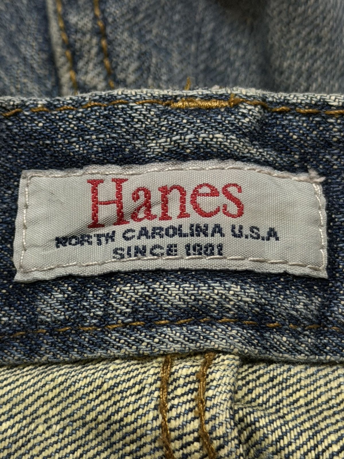 Hanes Vintage 90s Hanes Blue Faded Wash Distressed Wide Leg Baggy Size US 32 / EU 48 - 6 Thumbnail