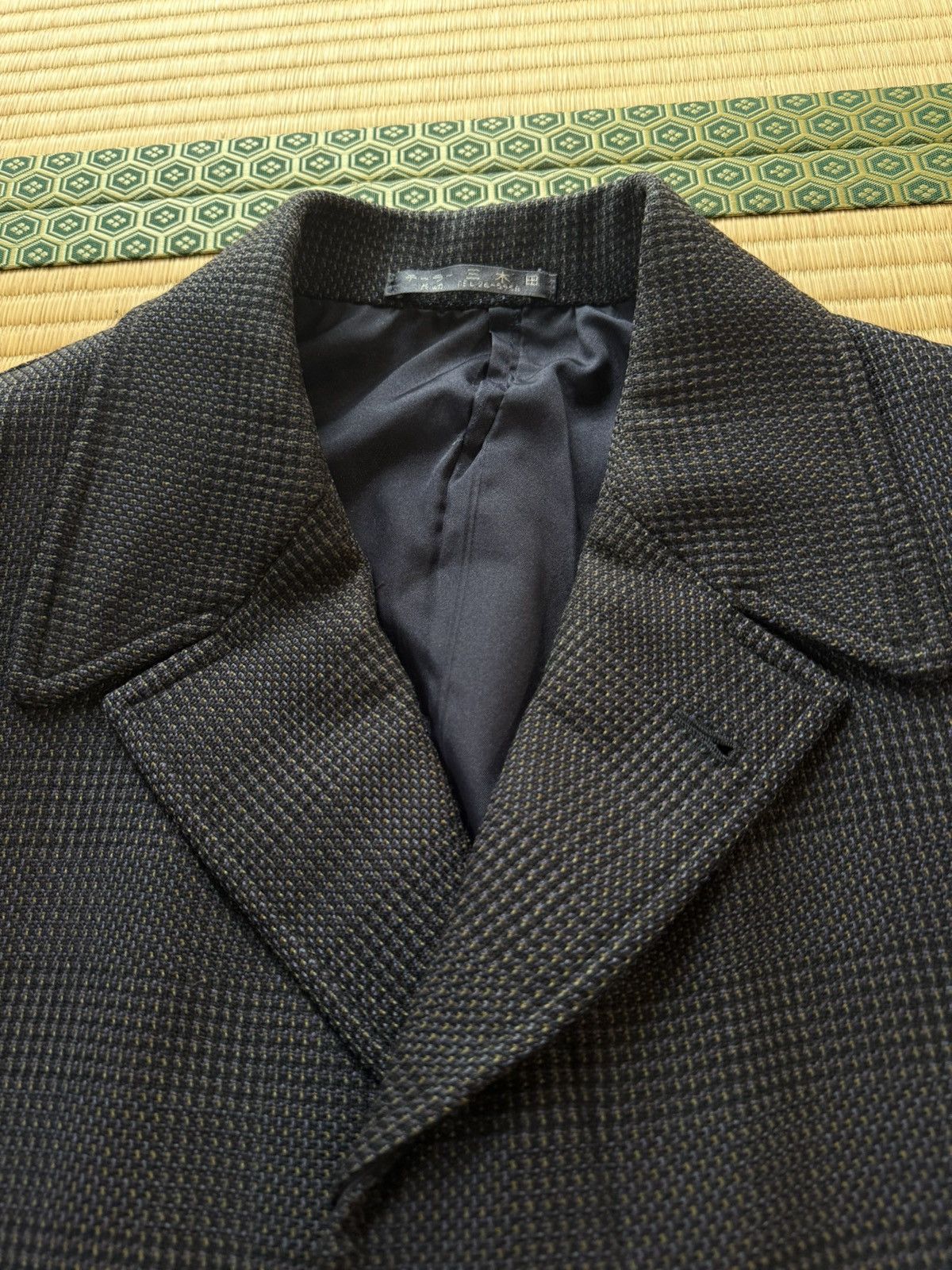 Other Vintage Japanese Wool Overcoat — Navy Micro-Check Size US XL / EU 56 / 4 - 4 Thumbnail