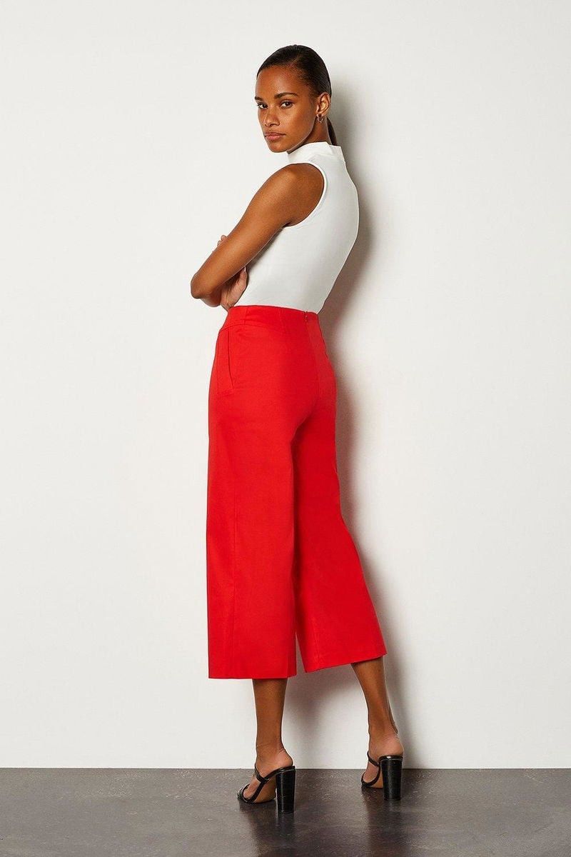 Karen Millen KAREN MILLEN Seam Detail Cropped Wide Leg Trousers Size 32" / US 10 / IT 46 - 2 Thumbnail