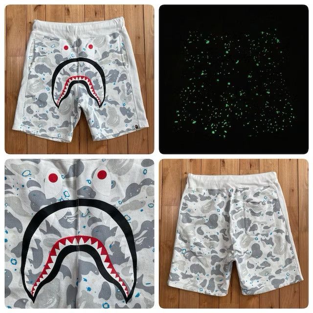 Bape 💫Glow in the dark BAPE space camo shark sweat shorts ★size L Size US 34 / EU 50 - 1 Thumbnail