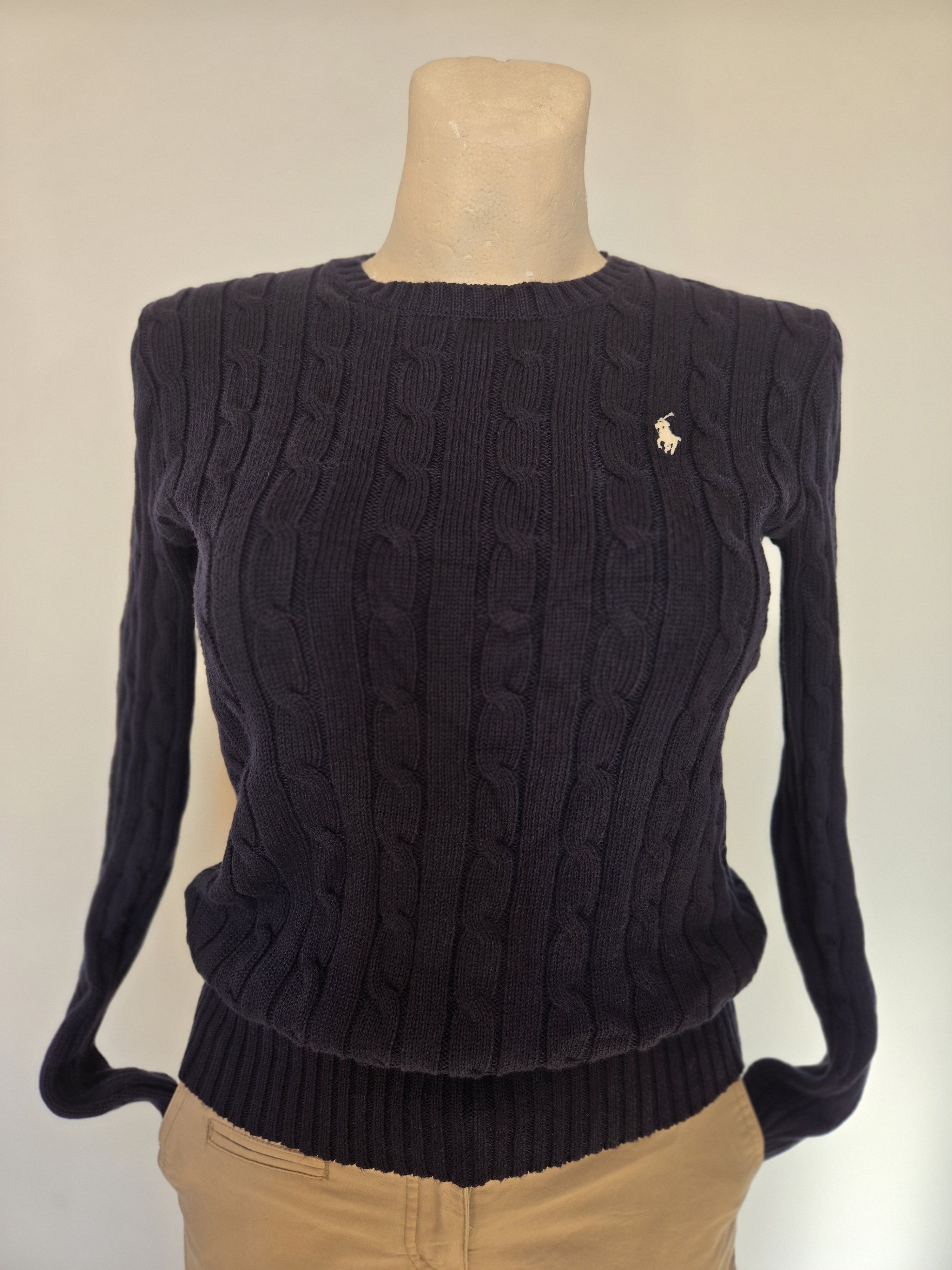 Ralph Lauren POLO RALPH LAUREN | Navy Blue Cable Knit Sweater XS Size XS / US 0-2 / IT 36-38 - 1 Thumbnail
