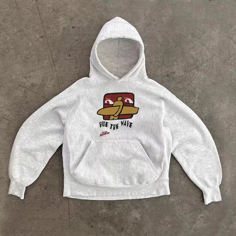 Japanese Brand × Vintage Grey casual retro surfboard print cotton hoodie Size US L / EU 52-54 / 3 - 1 Thumbnail