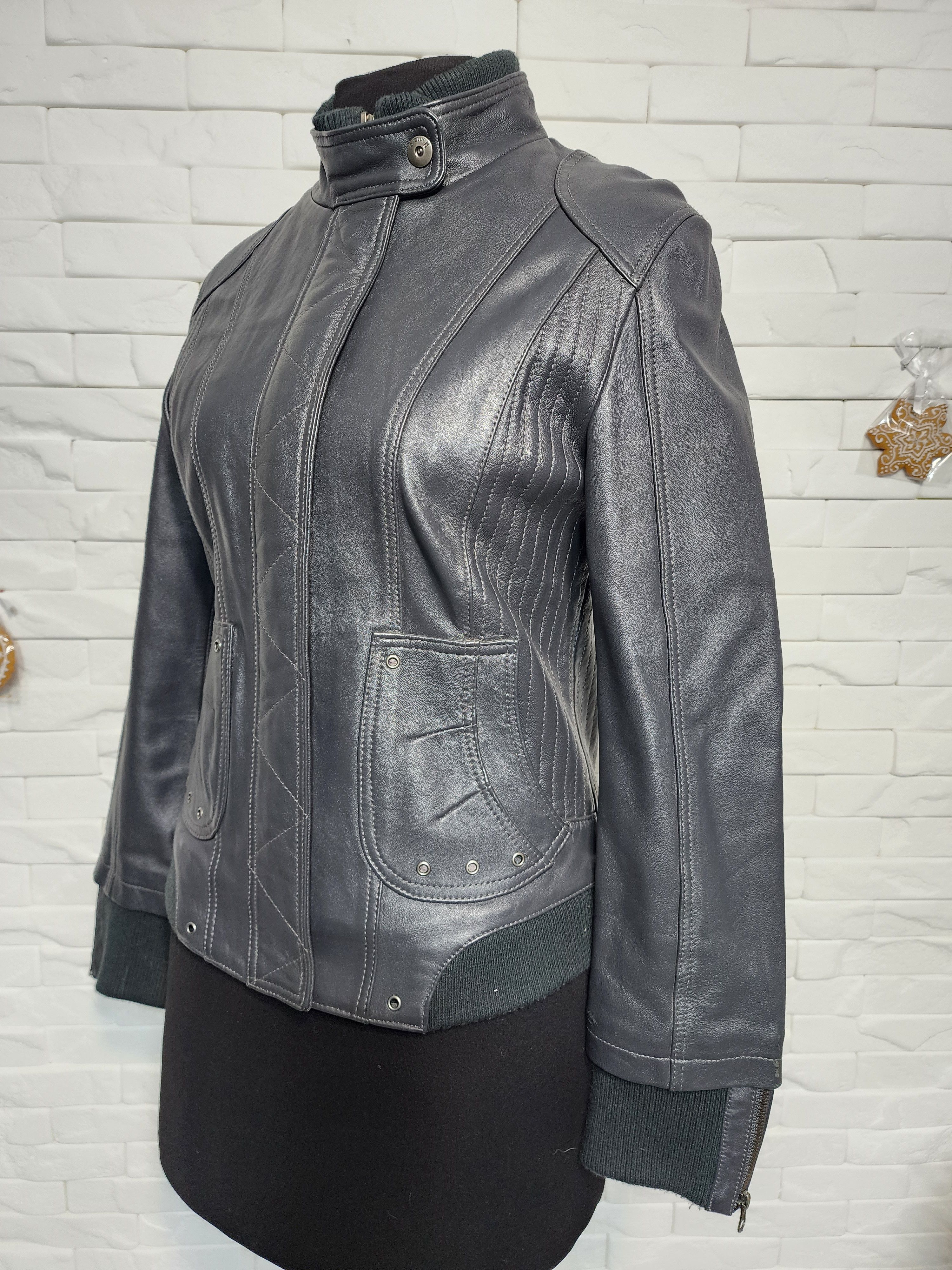 Genuine Leather Gray Genuine Leather Women's Jacket Size M / US 6-8 / IT 42-44 - 4 Thumbnail
