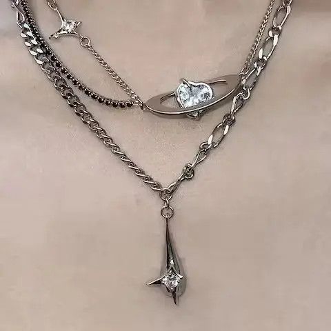 VIBE Double Layer Cross Heart Crystal Pendant Necklace Size ONE SIZE - 4 Thumbnail