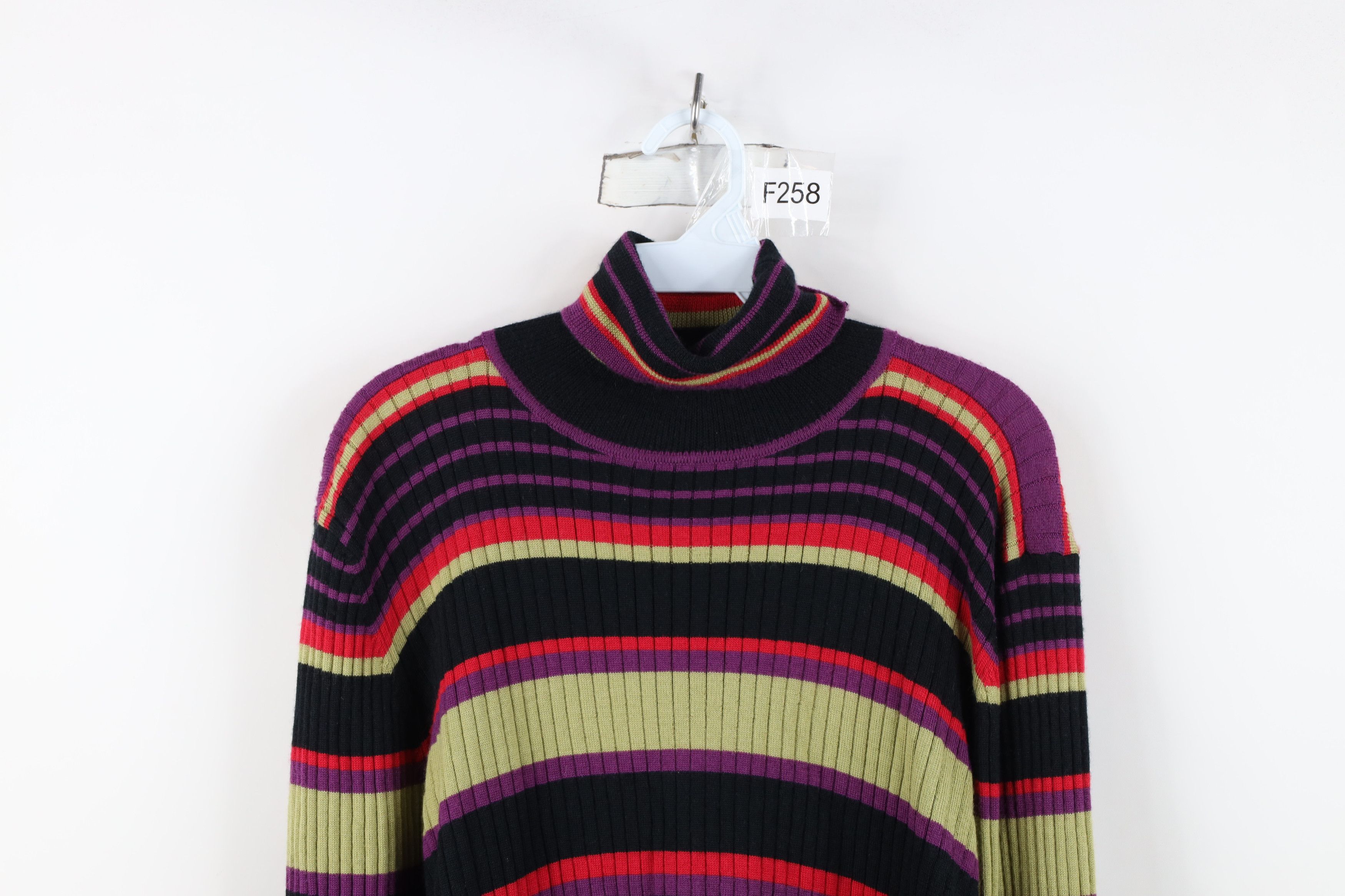 Vintage Vintage 90s Streetwear Wool Ribbed Knit Turtleneck Sweater Size XL / US 12-14 / IT 48-50 - 2 Thumbnail