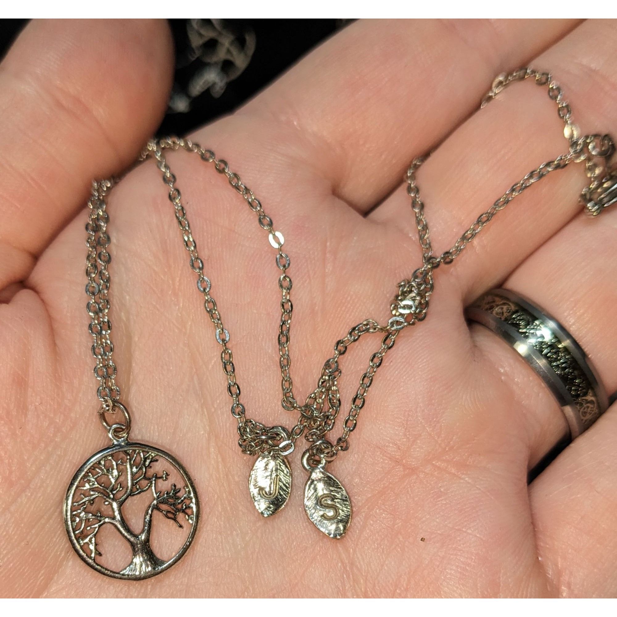 Other Tree Of Life Pendant Necklace With J And S Initial Leaf Char Size ONE SIZE - 1 Thumbnail