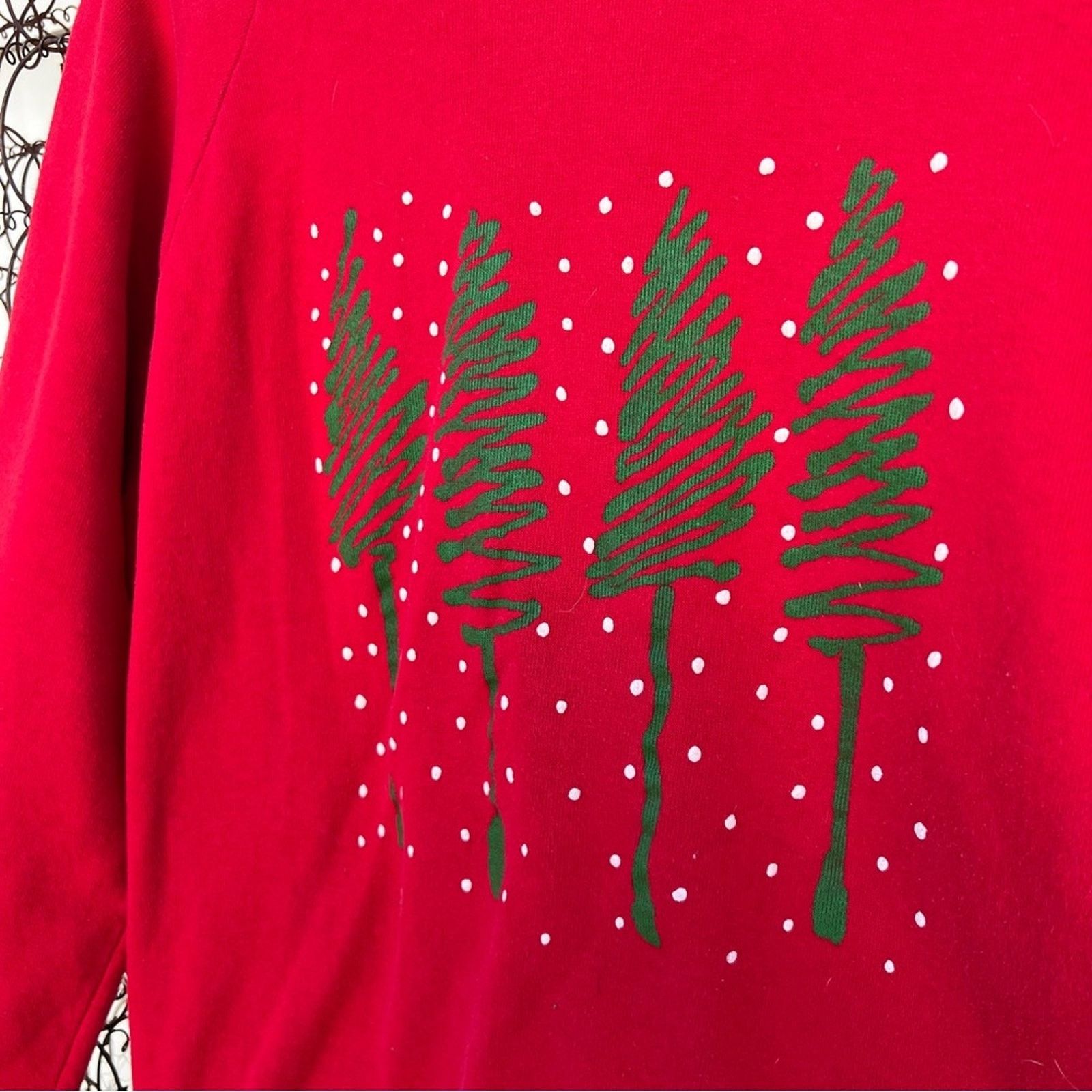 Vintage Red Ugly Christmas Art Deco Christmas tree sweatshirt Size L / US 10 / IT 46 - 2 Thumbnail