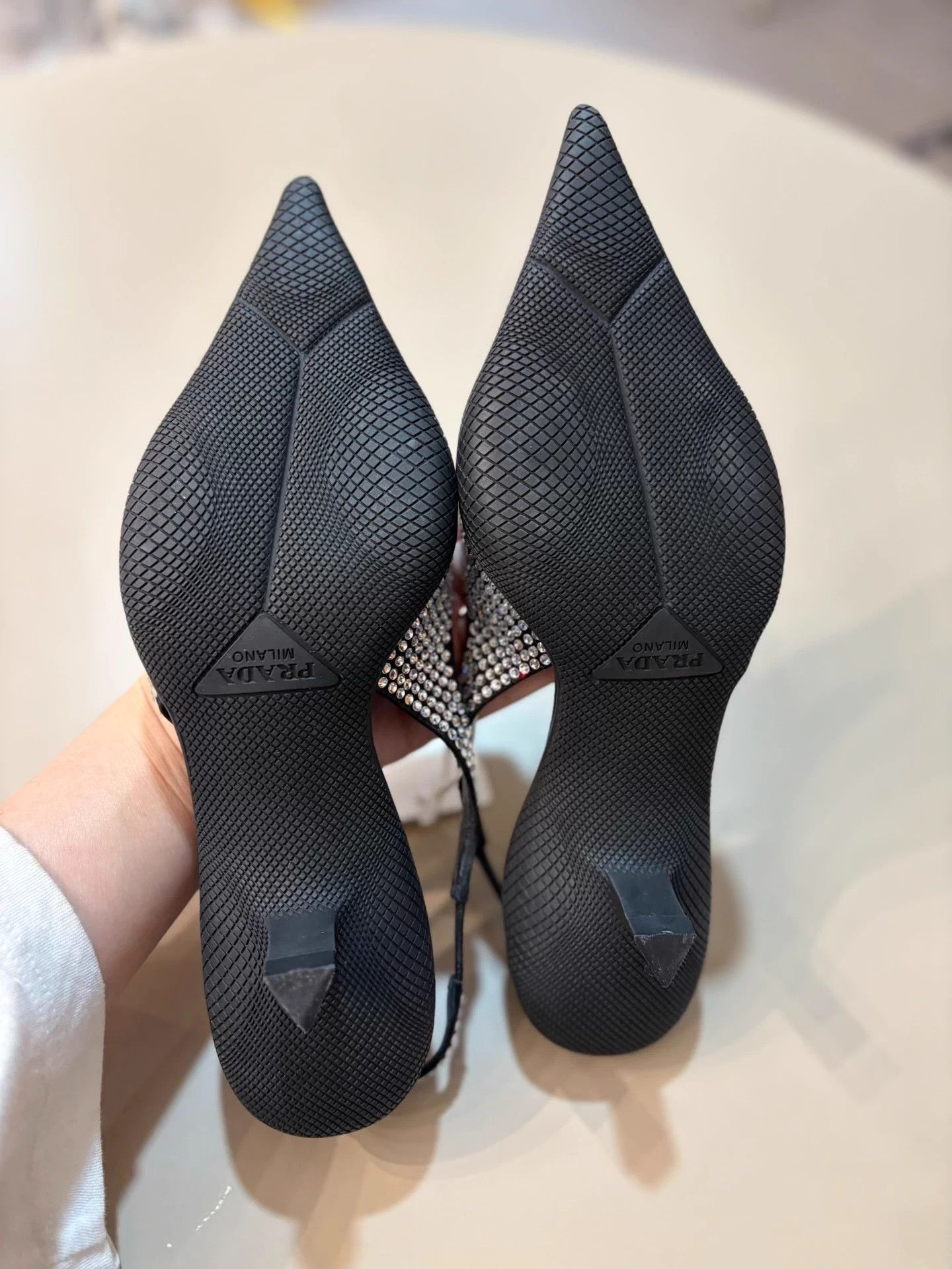 Prada Prada High Pave Pointed Toe Kitten Heel Pumps LN 35.5(36) Size US 5 / IT 35 - 4 Thumbnail