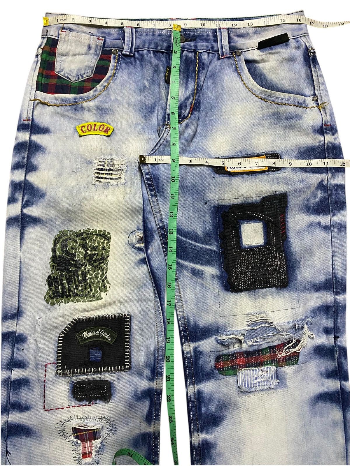 Dolce & Gabbana Vintage Custom Denim Patched Shashiko Boro Loose Jeans Size US 33 - 15 Thumbnail