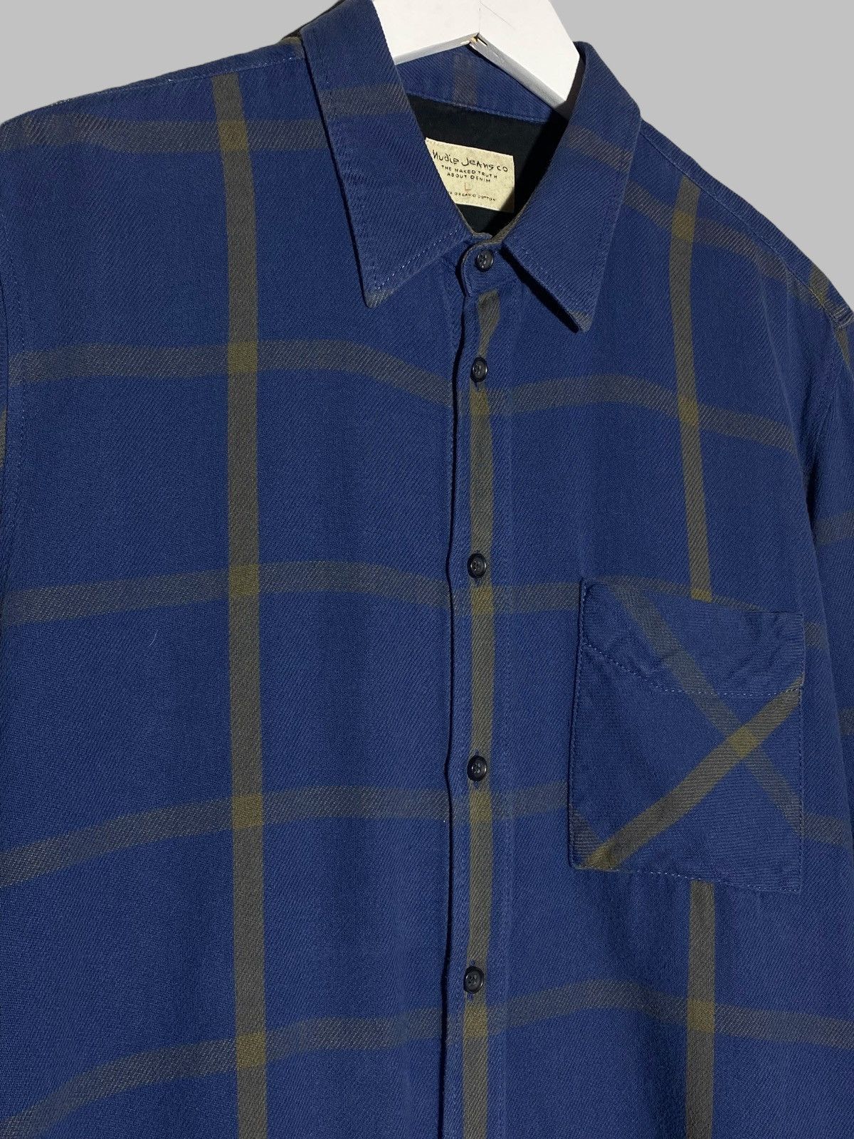 Nudie Jeans Nudie Jeans Stan Window Check Cotton Shirt Blue Men’s Size US L / EU 52-54 / 3 - 3 Thumbnail