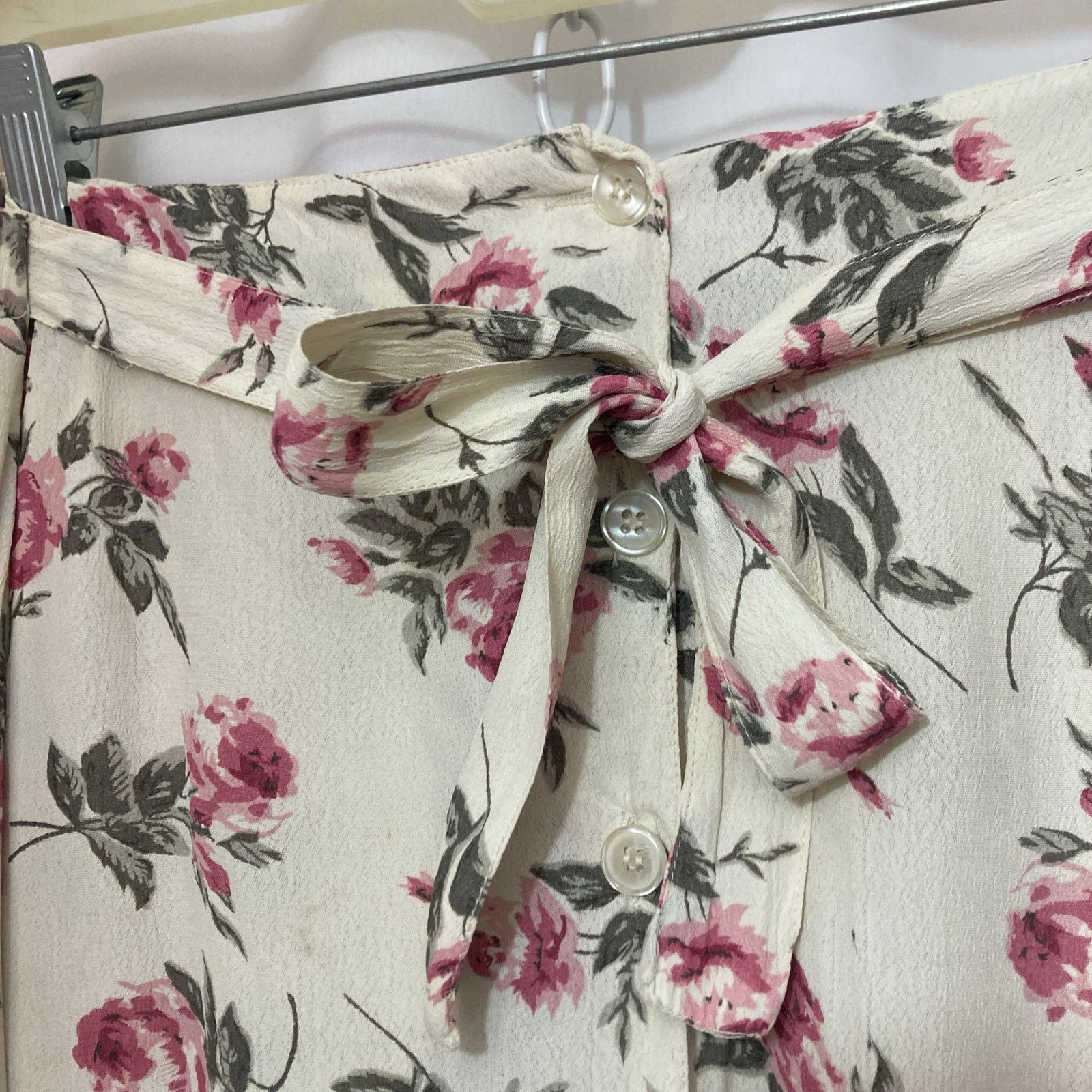 Other Tangibles Lightweight Ivory White Pink Green Floral Skirt Size 30" / US 8 / IT 44 - 2 Thumbnail