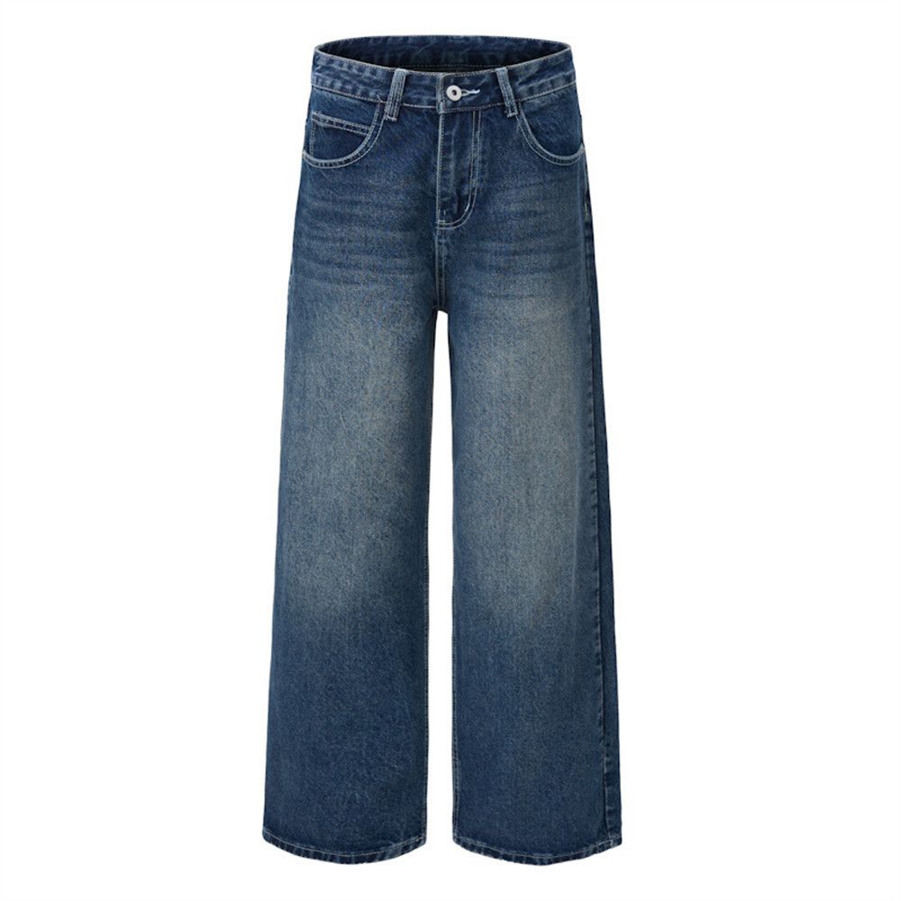 Japanese Brand Men's loose washed wide-leg pocket embroidered jeans Size US 32 / EU 48 - 4 Thumbnail