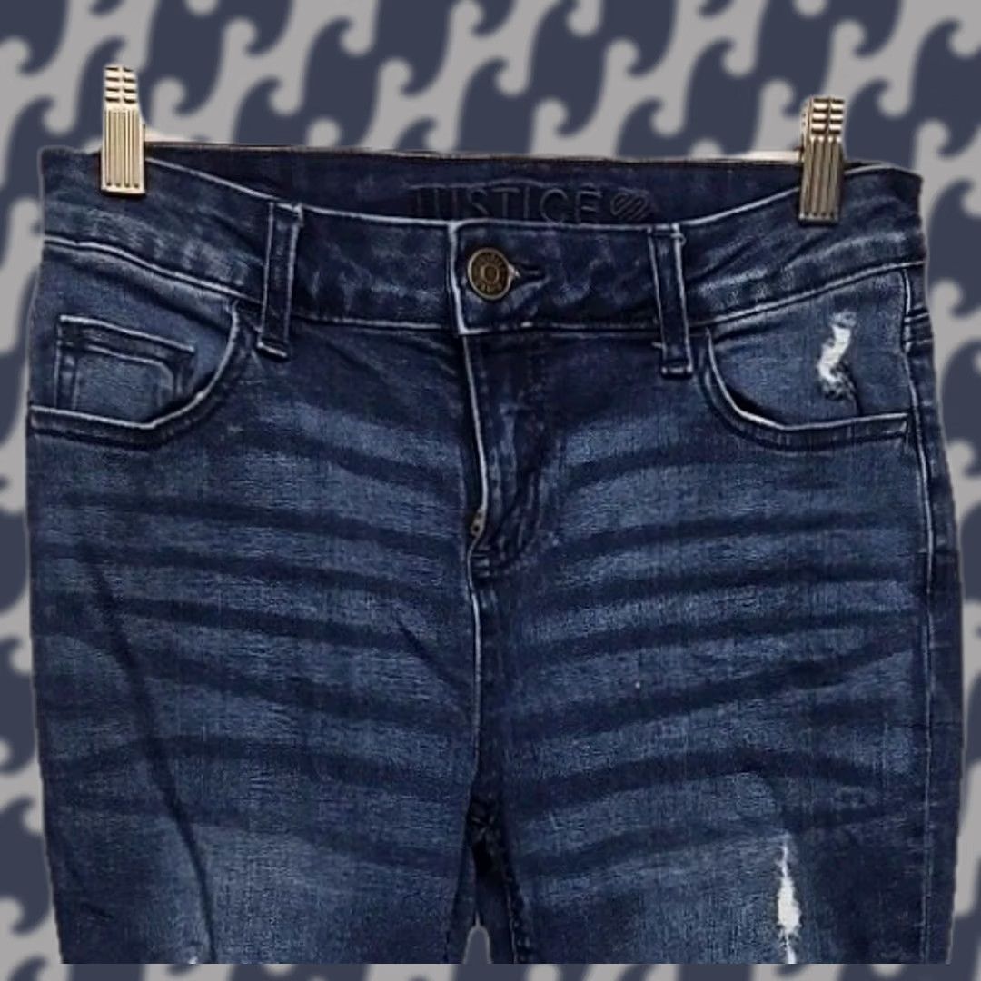 Vintage VINTAGE Justice Juniors Size 16/women’s XS Skinny Jeans Distressed Raw Hem Denim Blue Size 38" / US 16 / IT 52 - 1 Thumbnail