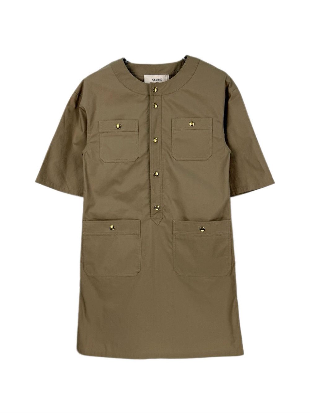 Celine Celine Cotton Button-Up Utility Mini Dress Size 38 Size S / US 4 / IT 40 - 1 Thumbnail