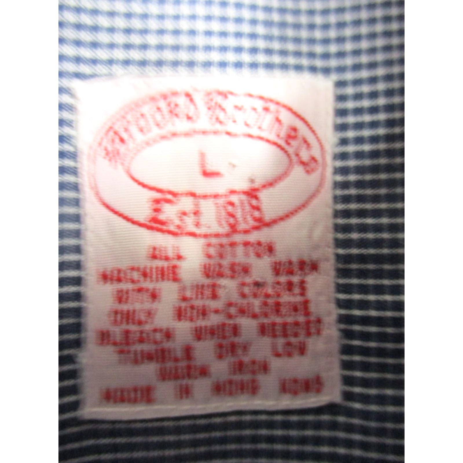 Brooks Brothers VINTAGE Brooks Brothers Shirt Mens L Blue Gingham Cotton Hong Kong Dress Shirt Size US L / EU 52-54 / 3 - 3 Thumbnail