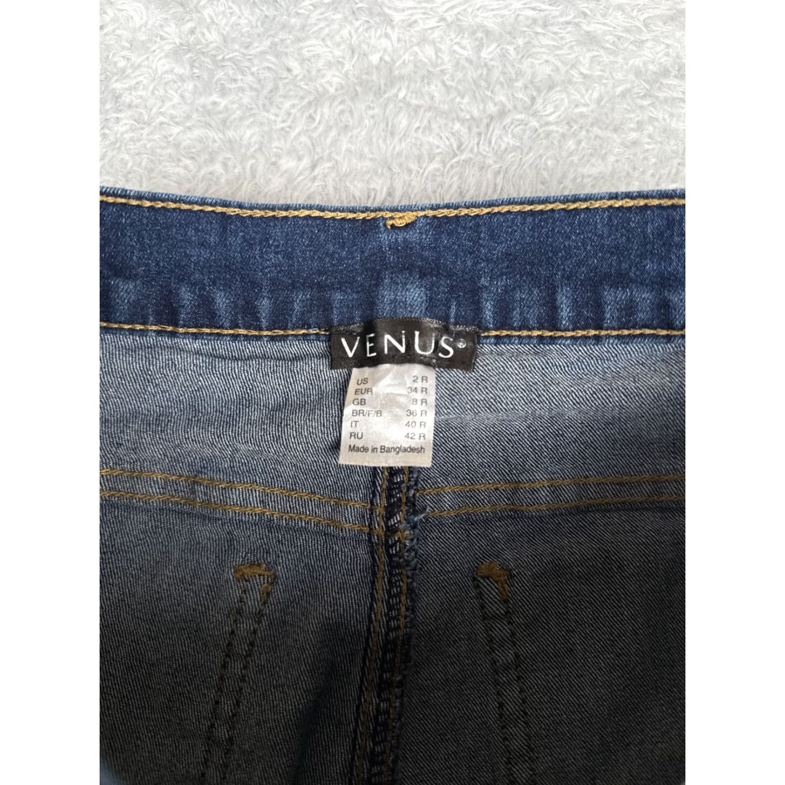 Venus Venus Womens Jeans Skinny Taper Cotton Blend Mid Rise 25x29 Blue Denim Embroidered 90s Casual Fit Size 26" / US 2 / IT 38 - 6 Thumbnail