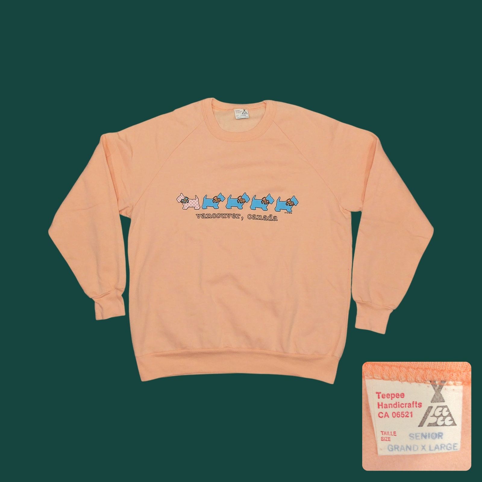 Teepee Sports VTG Teepee Handicrafts 1986 Vancouver Dog Raglan Sweatshirt Size XL / US 12-14 / IT 48-50 - 1 Thumbnail