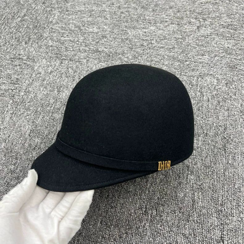 Dior Dior Size58 Black logo label felt short brim equestrian hat Size ONE SIZE - 1 Thumbnail