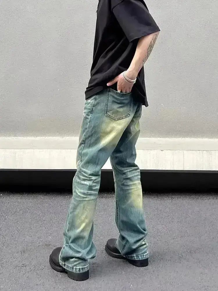 Japanese Brand Vintage washed Y2K patchwork micro-flared jeans Size US 32 / EU 48 - 3 Thumbnail