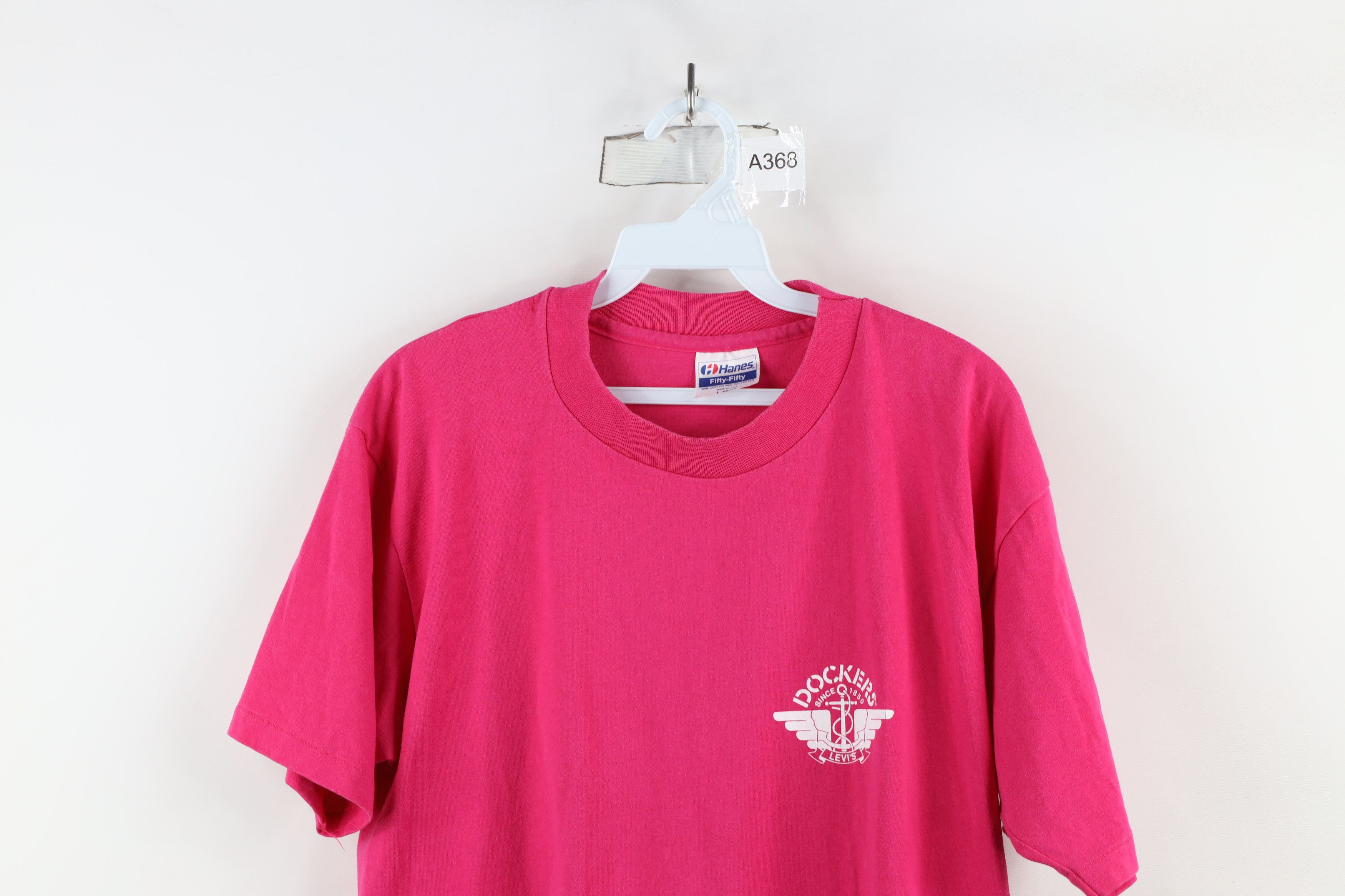 Hanes × Vintage Vintage 80s 90s Dockers x Levis Spell Out T-Shirt Pink USA Size US L / EU 52-54 / 3 - 2 Thumbnail