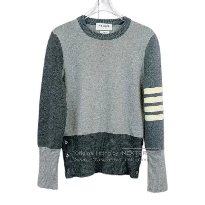 Thom Browne Thom Browne Light Gray Cotton Pullover Sweater . Size M / US 6-8 / IT 42-44 - 1 Thumbnail