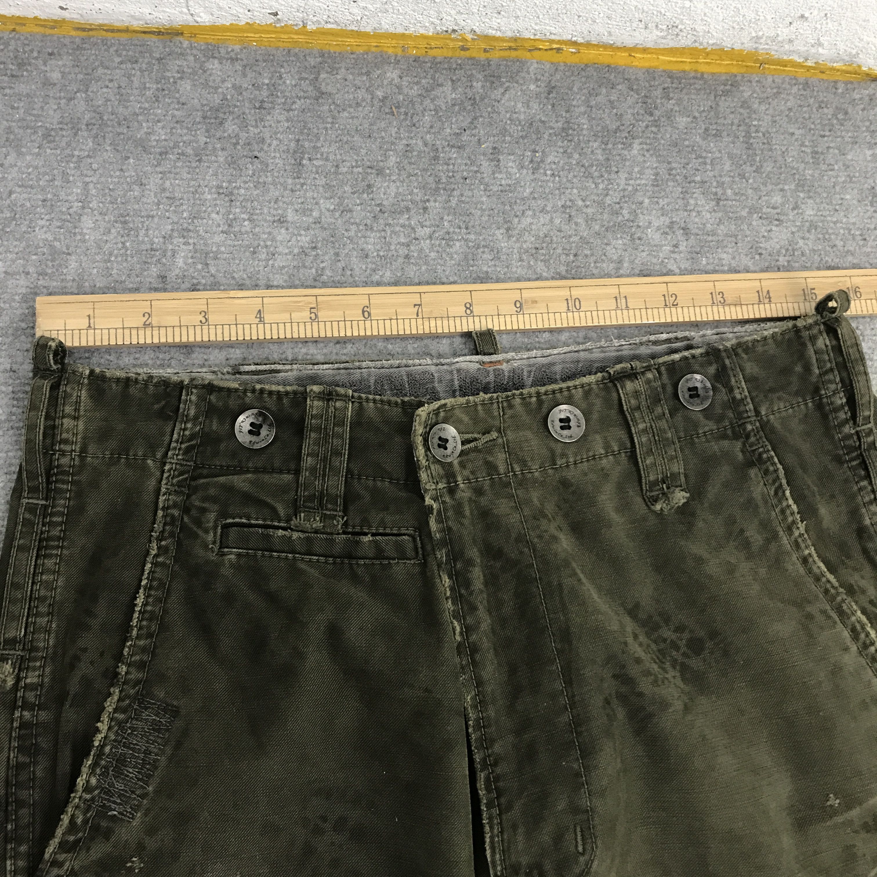 Edwin × Japanese Brand Rare Edwin 505 khaki Drak Green distressed design pants Size US 30 / EU 46 - 8 Thumbnail