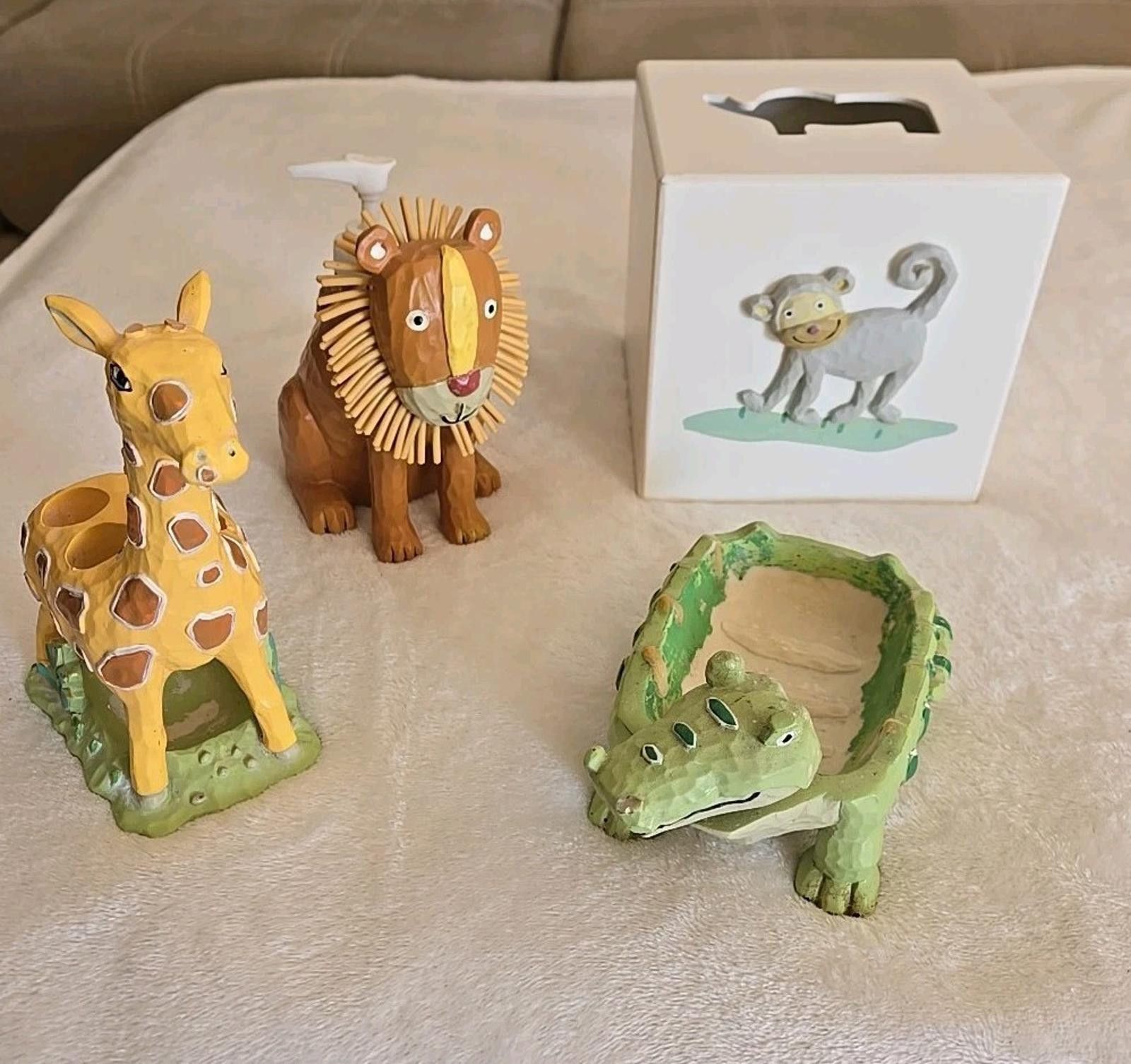 Jeff Hamilton Vtg Jenny Jeff Safari Zoo Bathroom Set, Tissue Box Soap Dish Size ONE SIZE - 4 Thumbnail