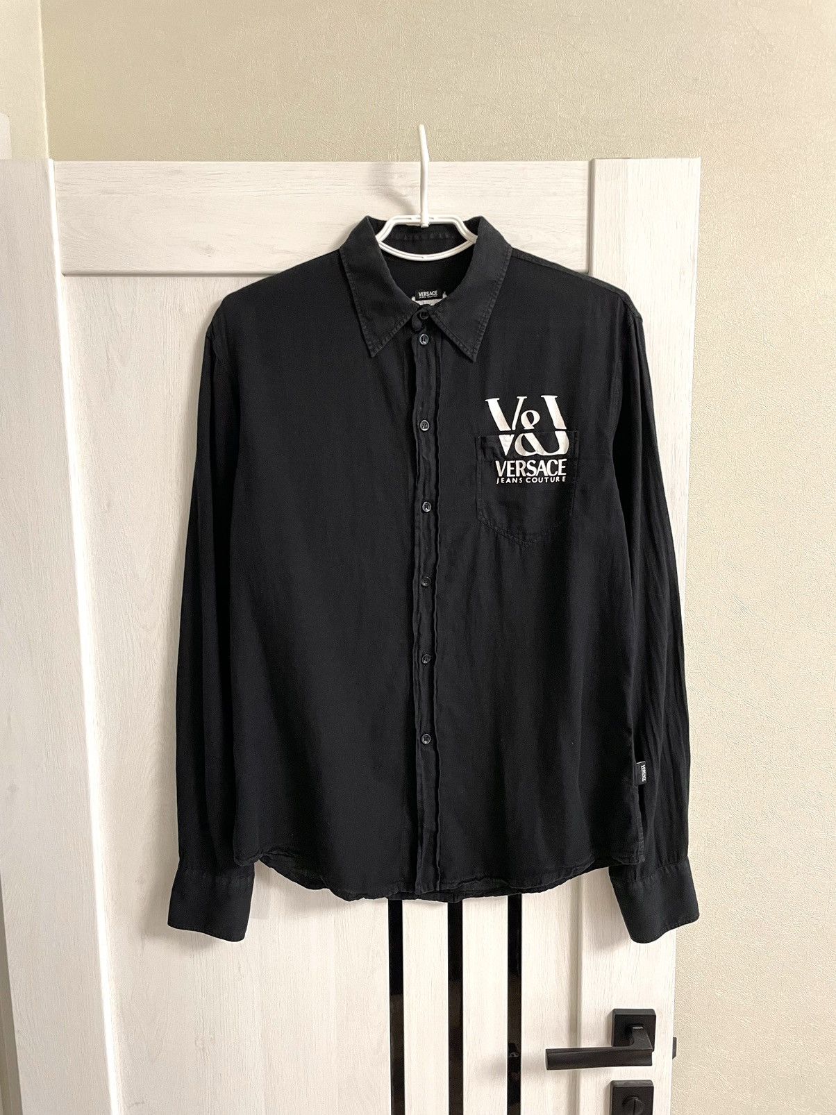 Versace Jeans Couture Vintage Versace Jeans Couture Big Logo Pocket Linen Shirt Size US M / EU 48-50 / 2 - 2 Thumbnail