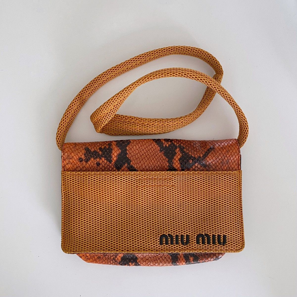 Vintage Miu Miu 1999 FW Python Mesh Orange Crossbody Bag | Grailed