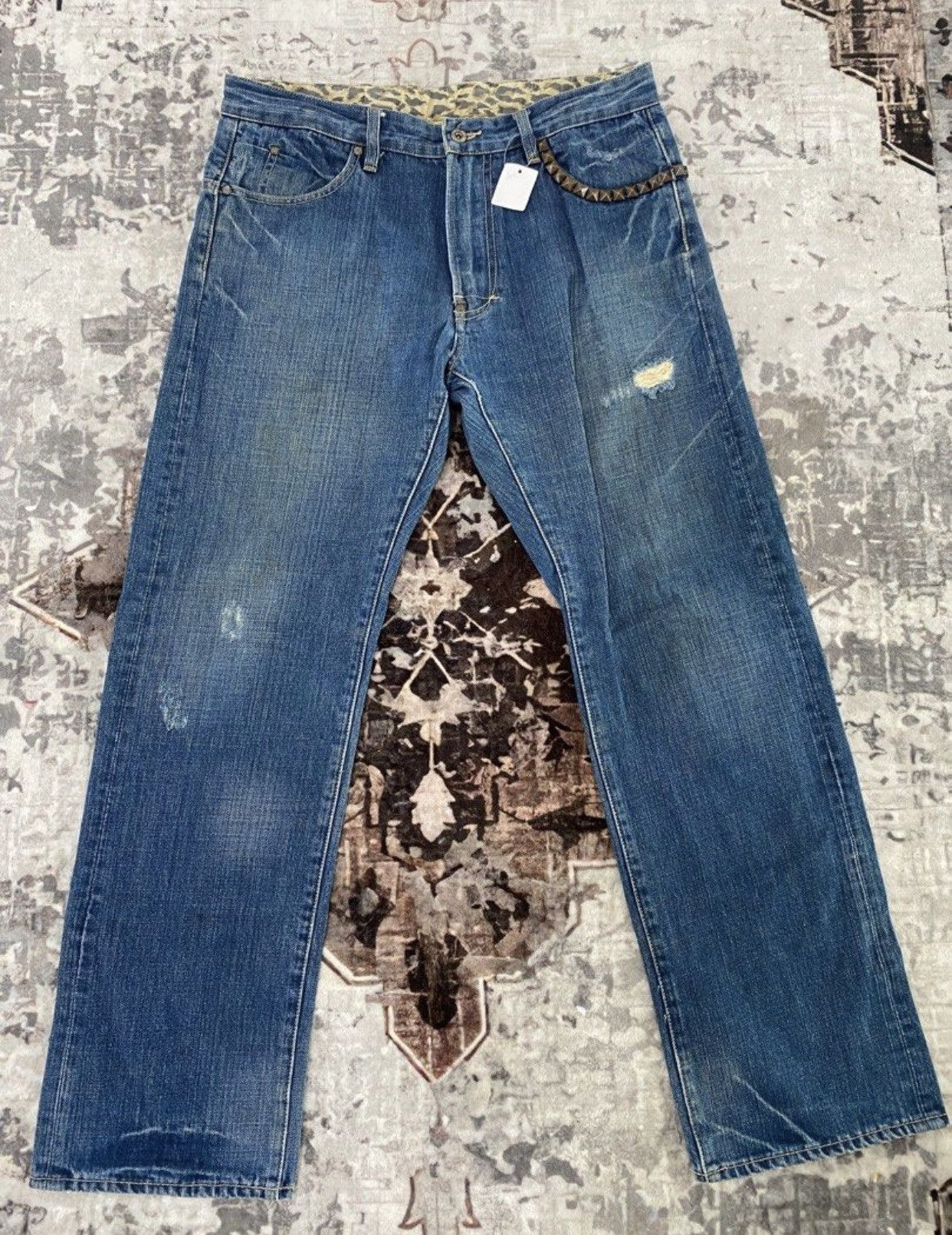 Fiberops Fiberops Shityeah Studded Blue Jeans punk Vintage 2000s Size US 36 / EU 52 - 1 Thumbnail