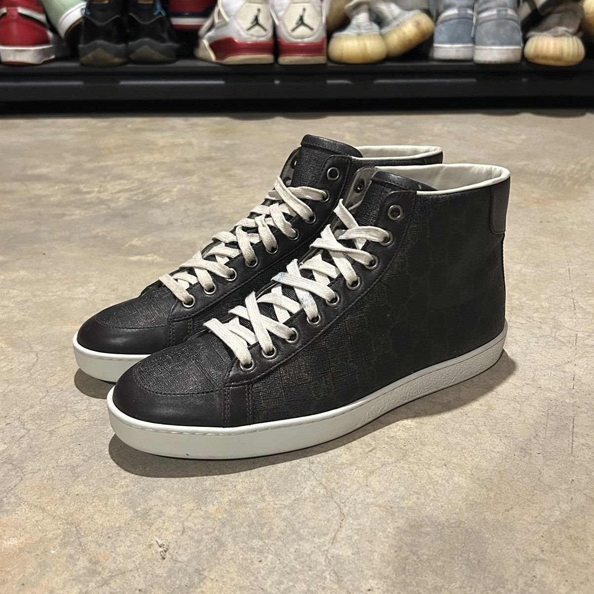 Gucci Gucci GG Supreme Canvas Leather Trim High Top Sneakers US 7 Size US 7 / EU 40 - 2 Thumbnail