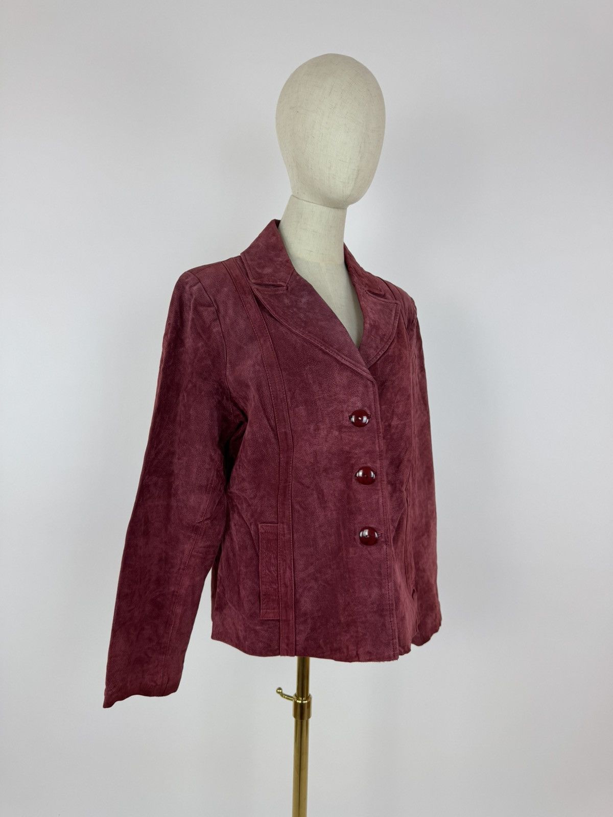 Jones New York × Vintage Jones New York Leather Jacket Burgundy Womens Size Large Size L / US 10 / IT 46 - 3 Thumbnail