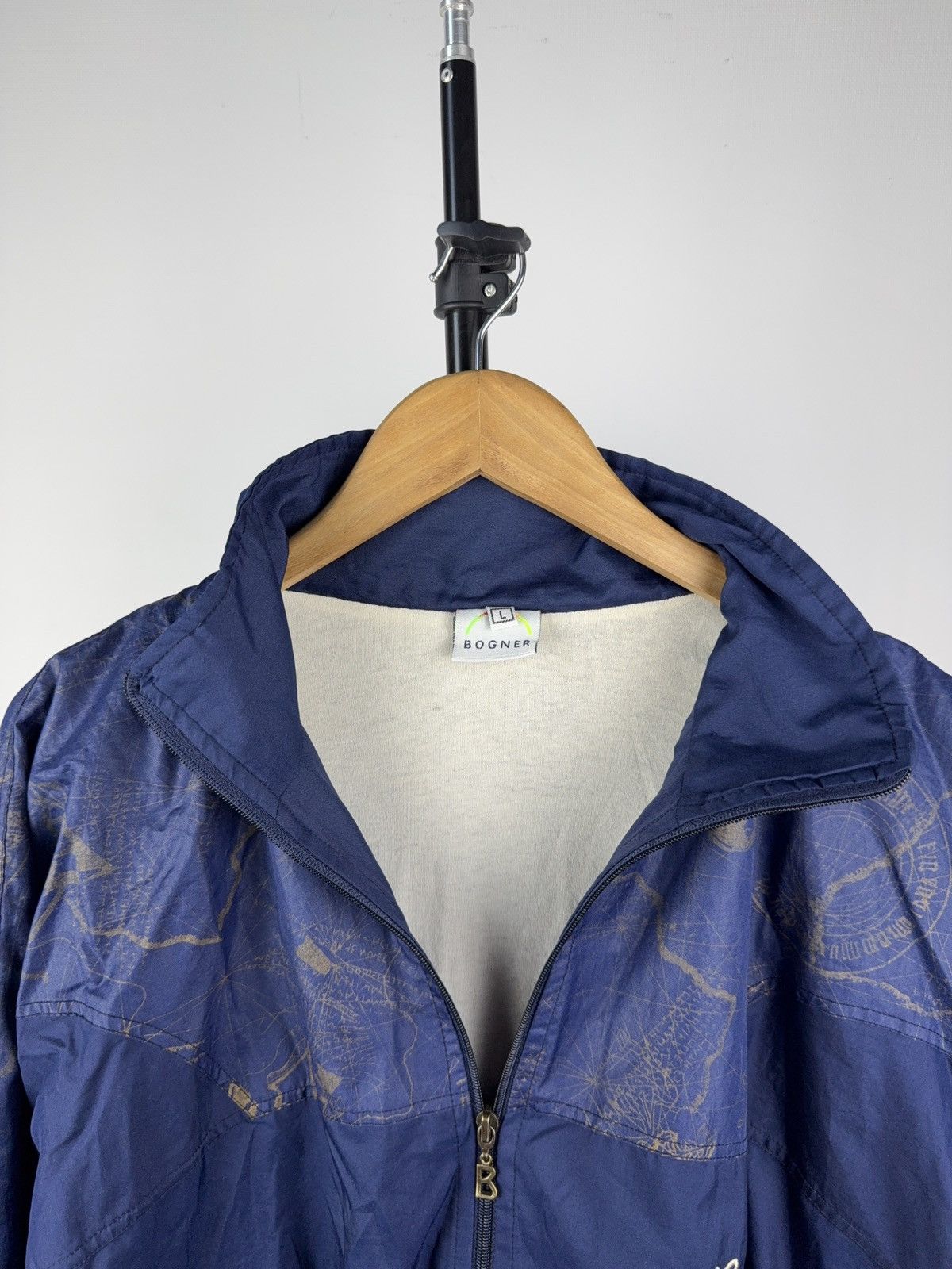Bogner Vintage Bogner Map Print Windbreaker Jacket Navy Blue L Size US L / EU 52-54 / 3 - 9 Thumbnail