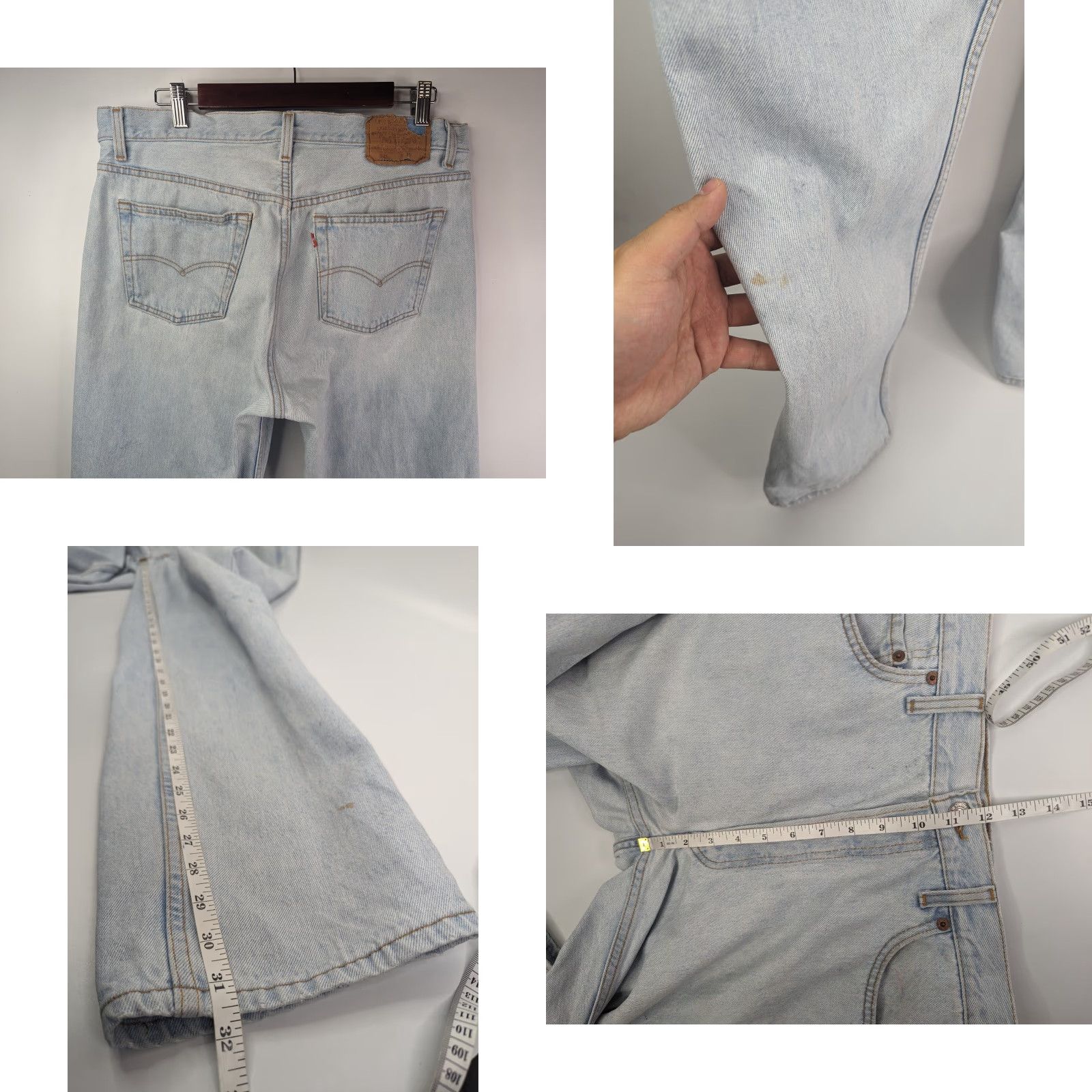 Levi's VINTAGE Levi’s 501 Jeans Men 36x32 Light Wash Button Fly USA 90s Style Straight Mens Jeans Size US 36 / EU 52 - 8 Thumbnail
