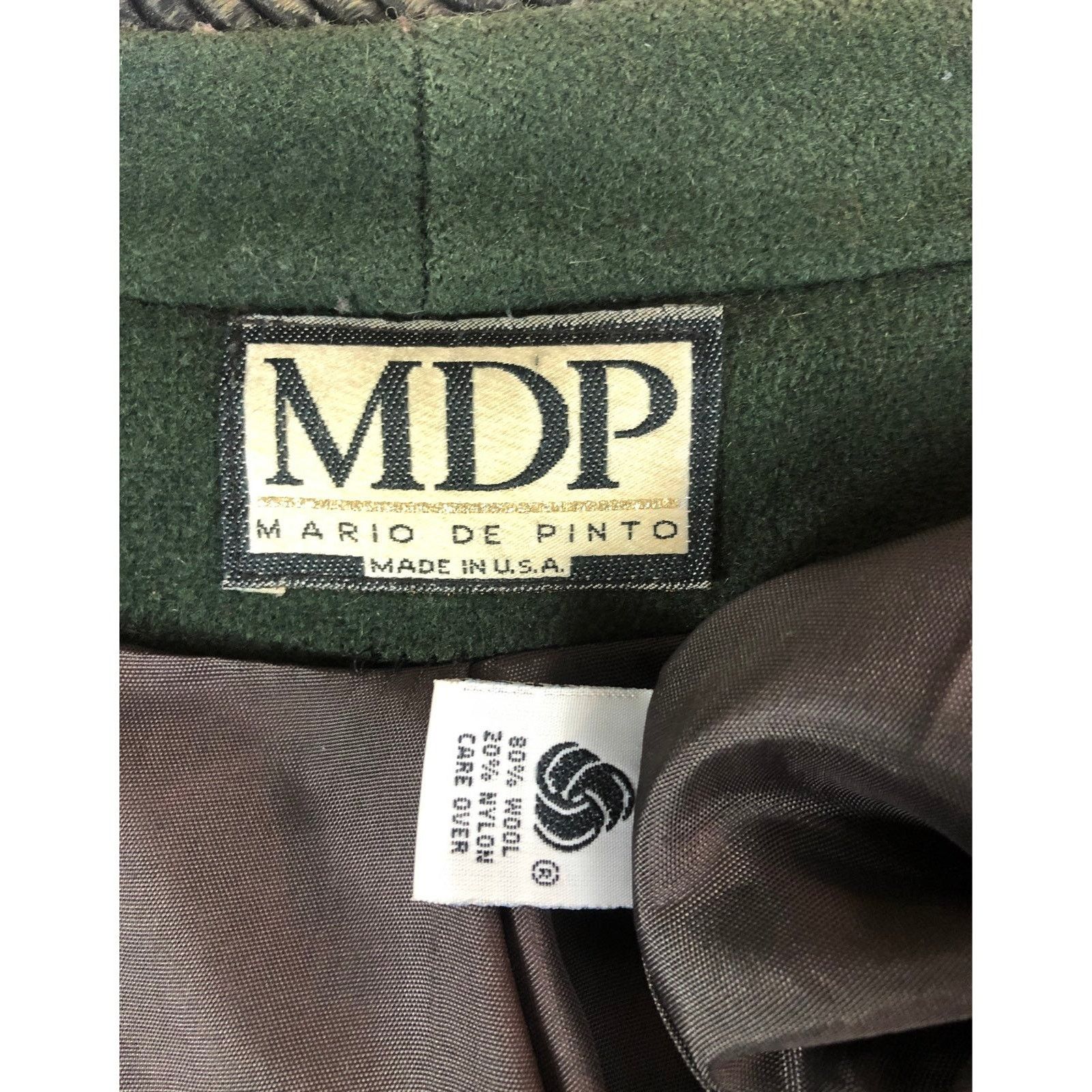 Vintage VINTAGE MDP Mario De Pinto green wool V neck coat black trim Size XXL / US 16-18 / IT 52-54 - 5 Thumbnail