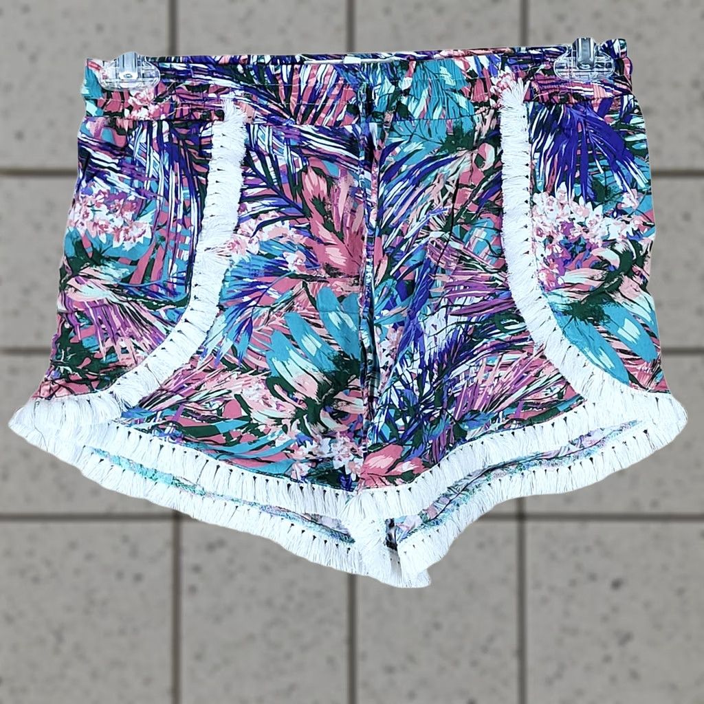 Vintage Hot Kiss Tropical Print Rayon Shorts Womens Size L Size 36" / US 14 / IT 50 - 1 Thumbnail