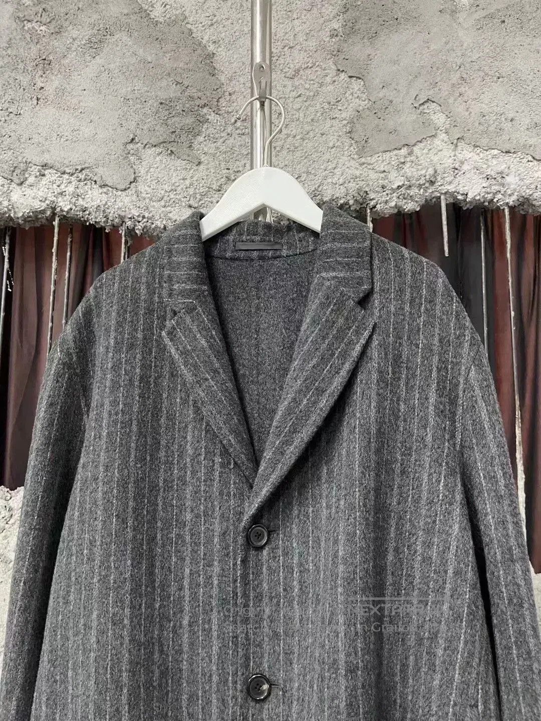 Acne Studios Acne Studios Gray Pinstripe Lapel Wool Coat. Size US S / EU 44-46 / 1 - 3 Thumbnail