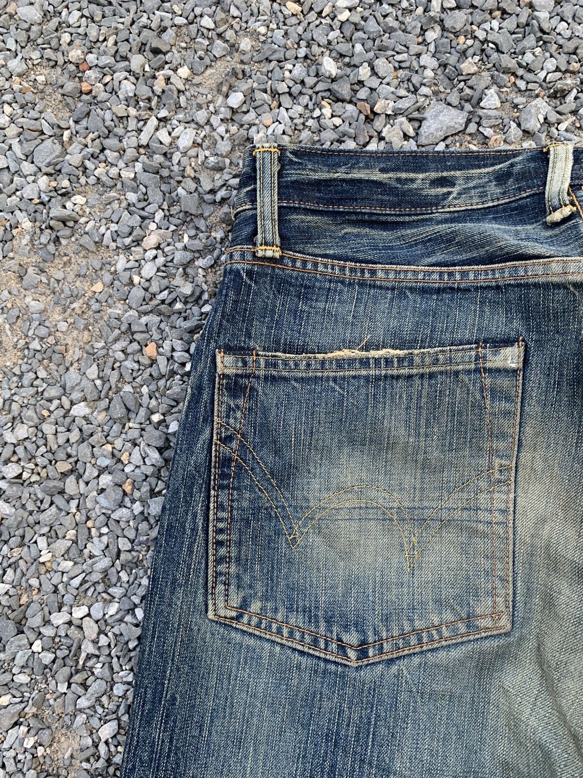 Kapital VINTAGE EDWIN 505z FADED & RUSTY SELVEDGE DISTRESSED DENIM Size US 30 / EU 46 - 15 Thumbnail