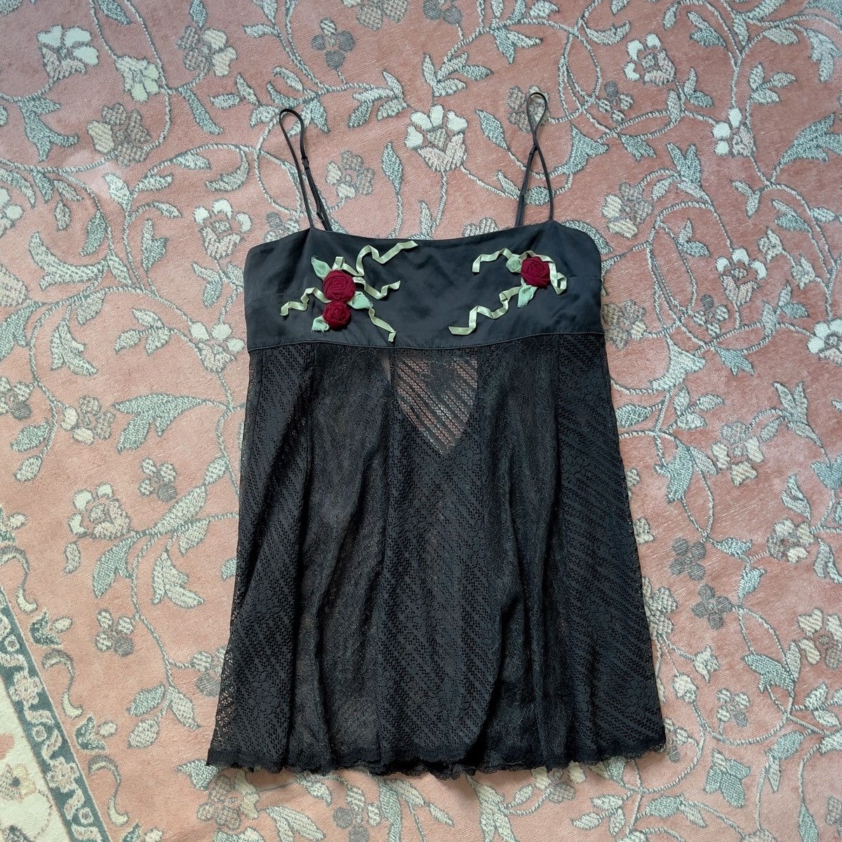 Victoria's Secret Vintage Black Silk & Lace Mini Slip Dress (S-M) Size M / US 6-8 / IT 42-44 - 7 Thumbnail
