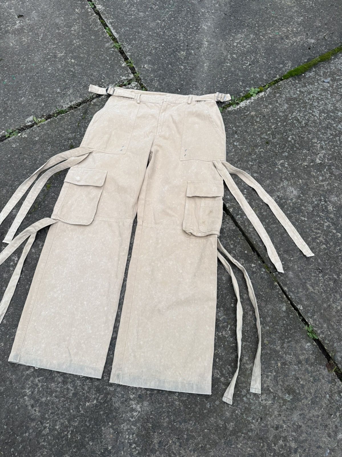 Japanese Brand Avant Garde Rick Owen’s Style Bondage Stripe Cargo Pants Y2K Size 34" / US 12 / IT 48 - 2 Thumbnail